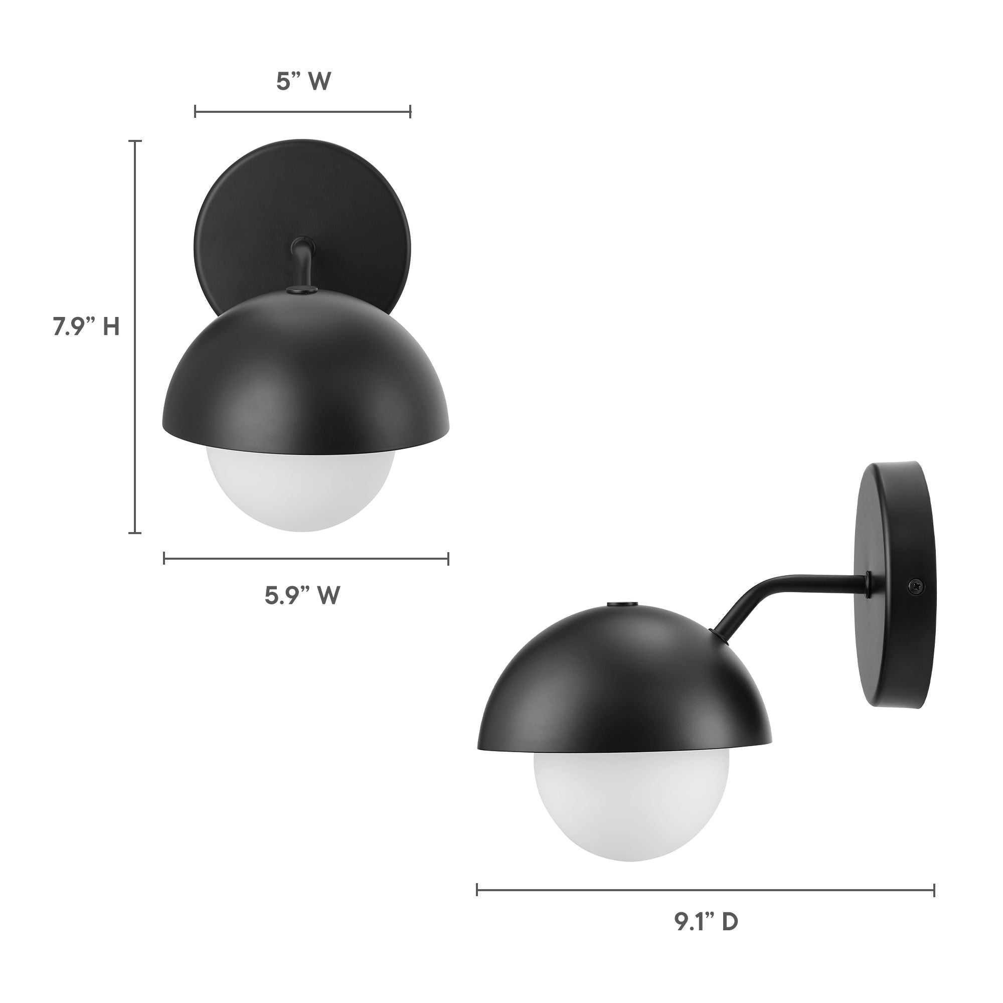 Eclipse Globe Wall Sconce, Black