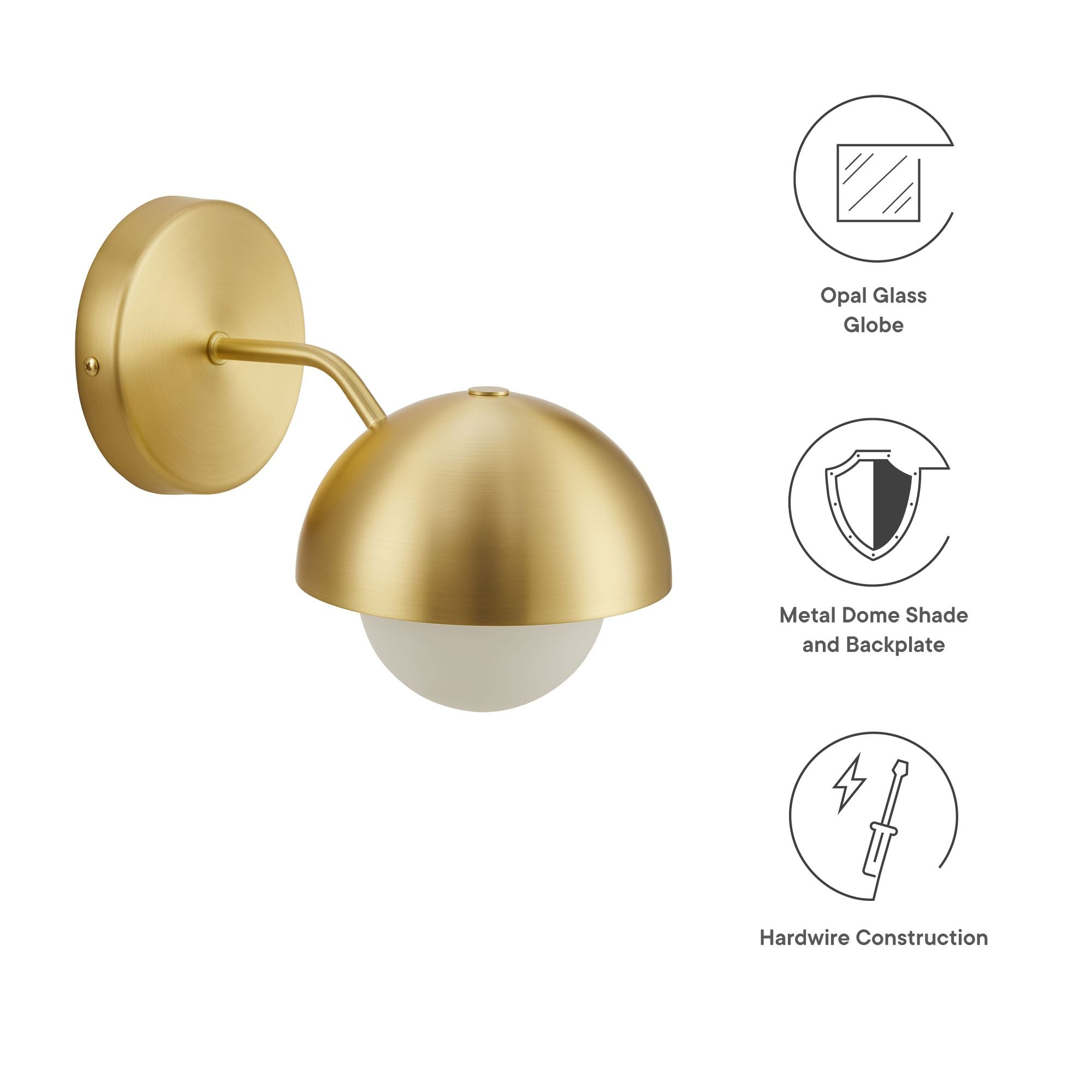 Eclipse Globe Wall Sconce, Brass