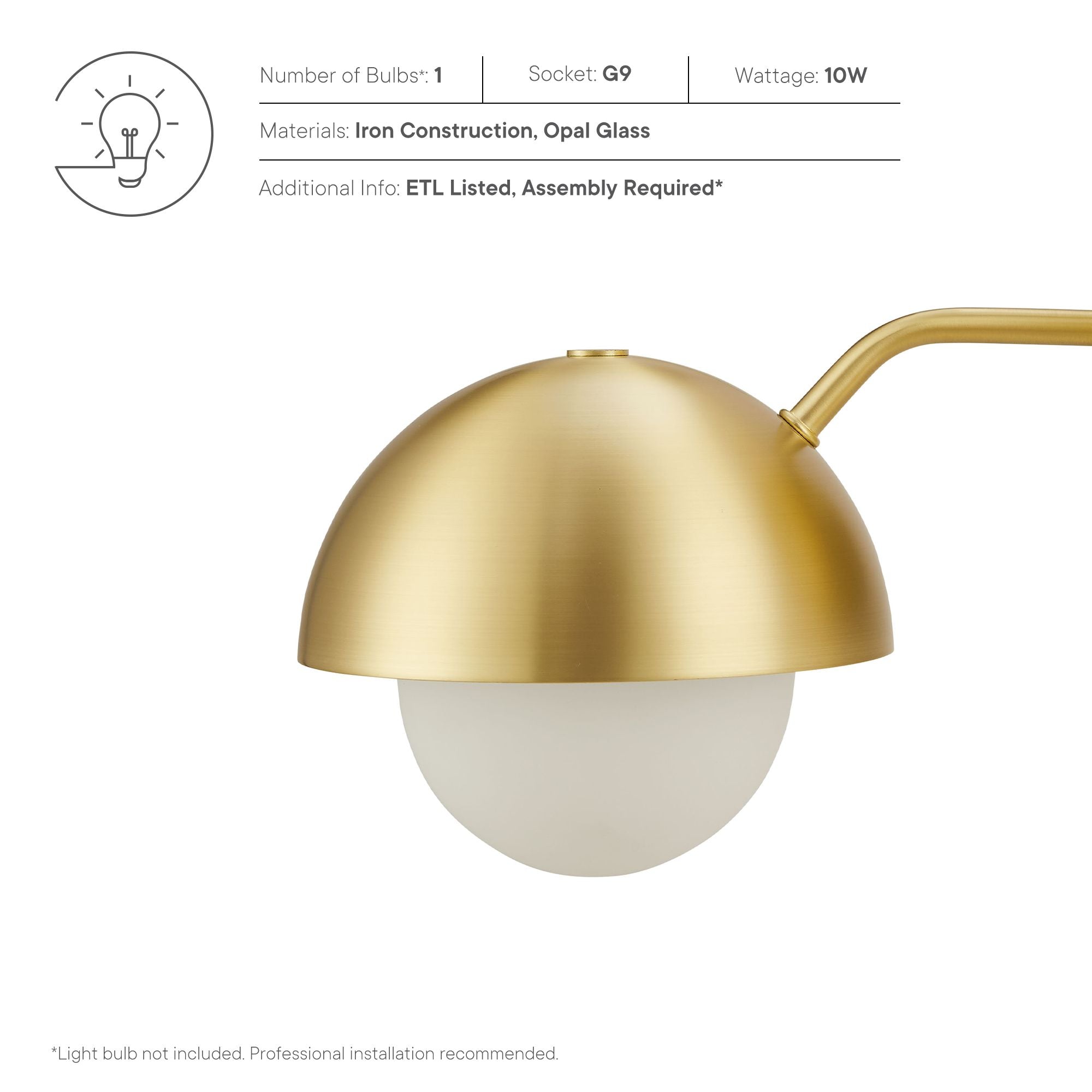 Eclipse Globe Wall Sconce, Brass