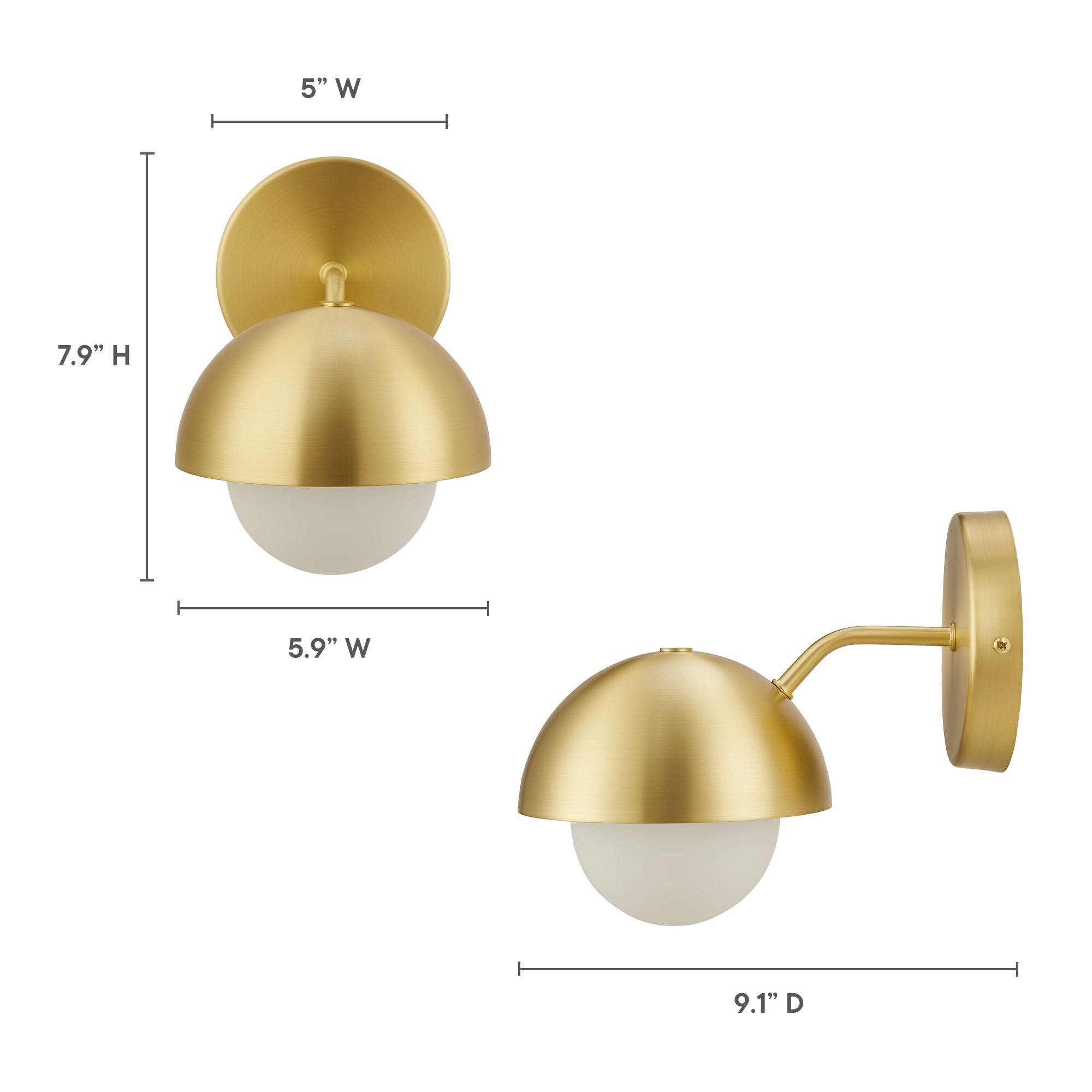 Eclipse Globe Wall Sconce, Brass