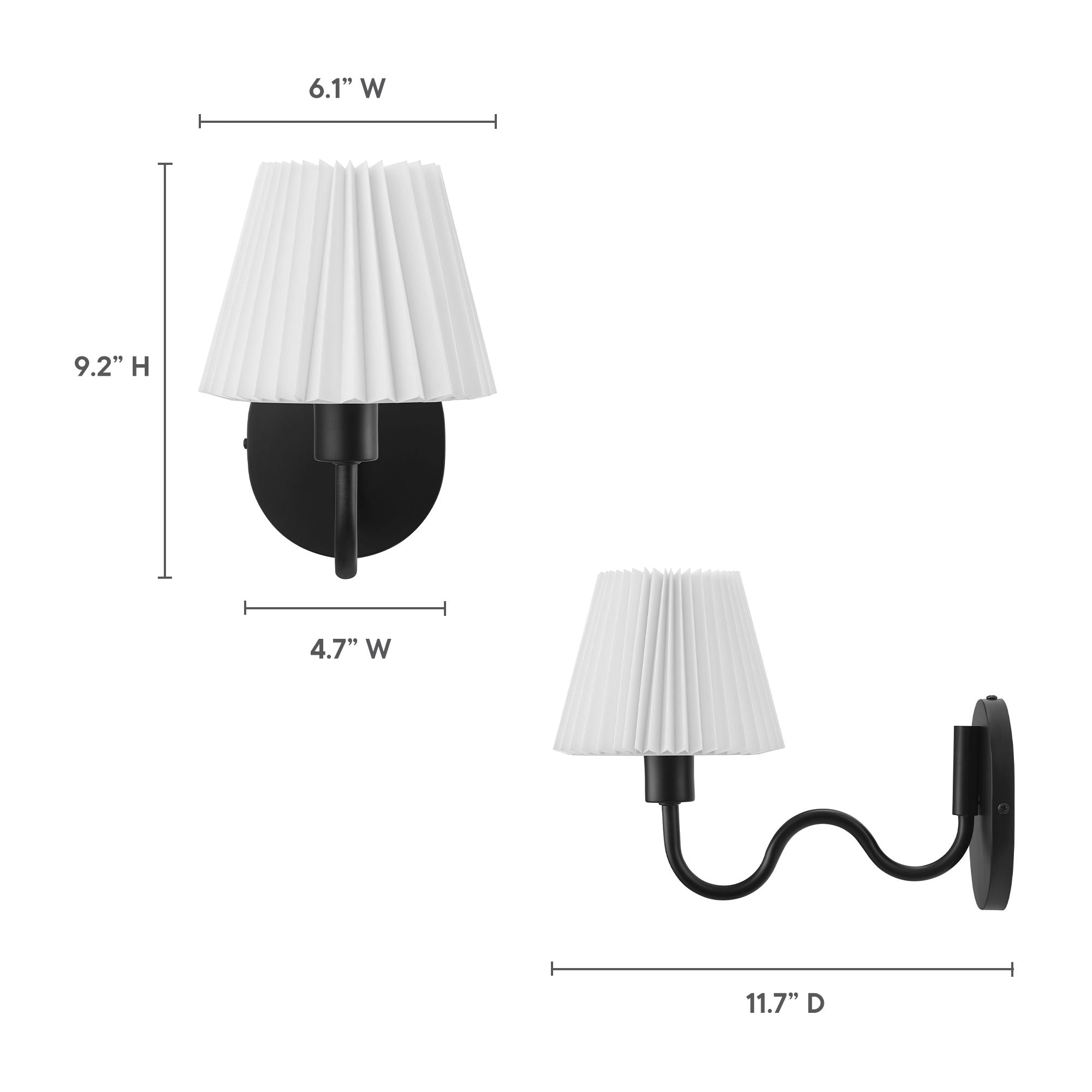 Wave Squiggle Arm Wall Sconce, Black