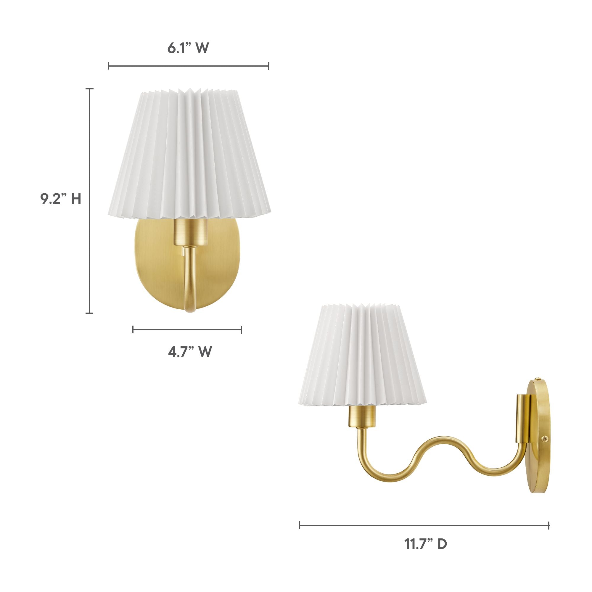Wave Squiggle Arm Wall Sconce, Brass
