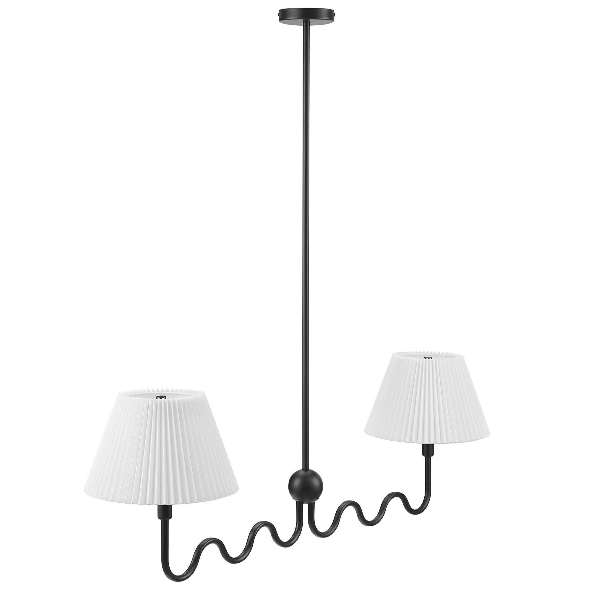 Wave Squiggle 2-Arm Pendant Light, Black