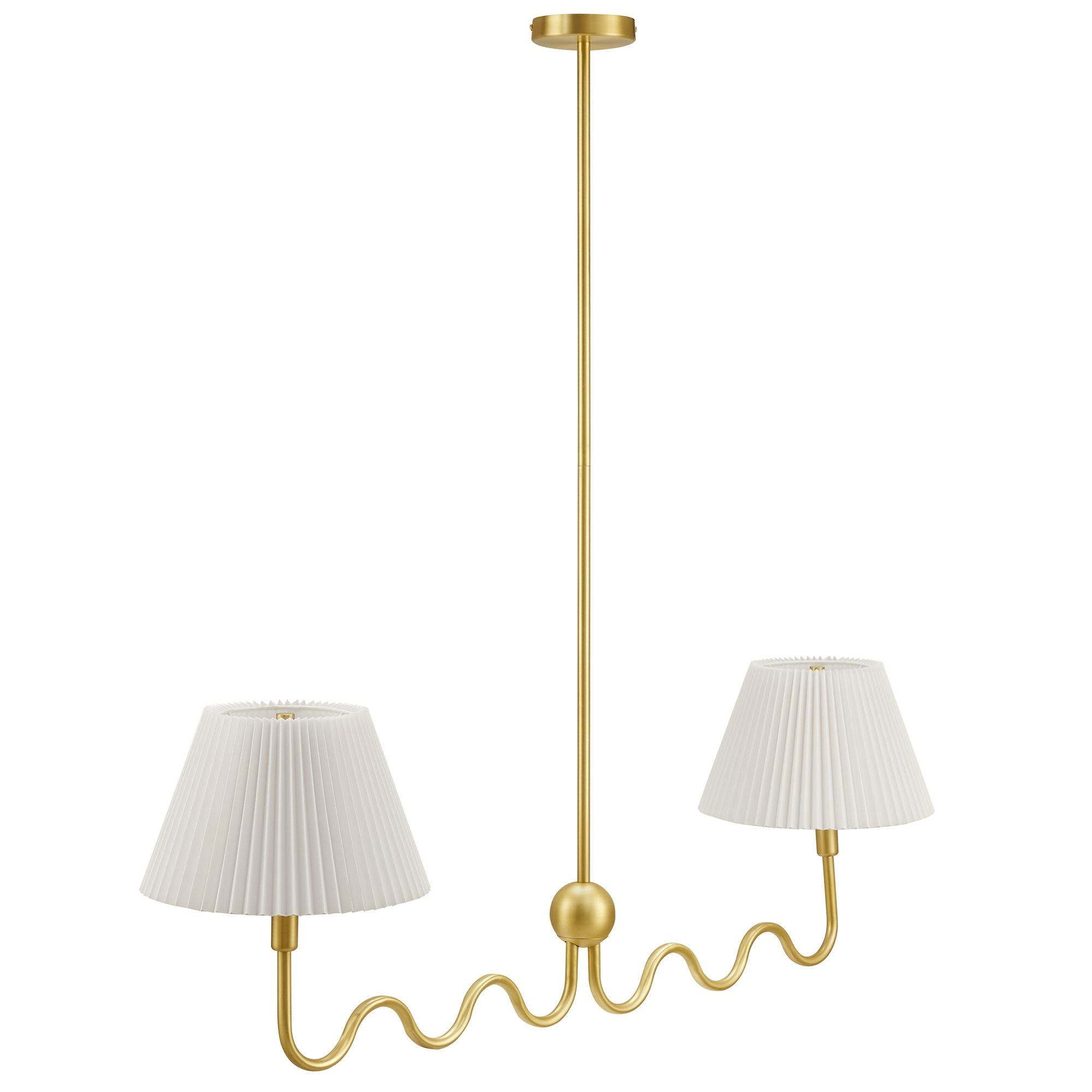 Wave Squiggle 2-Arm Pendant Light, Brass