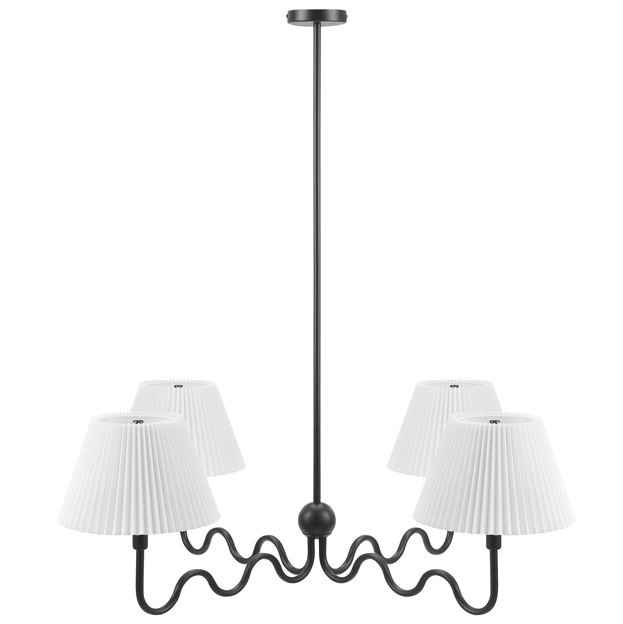 Wave Squiggle 4-Arm Pendant Light, Black