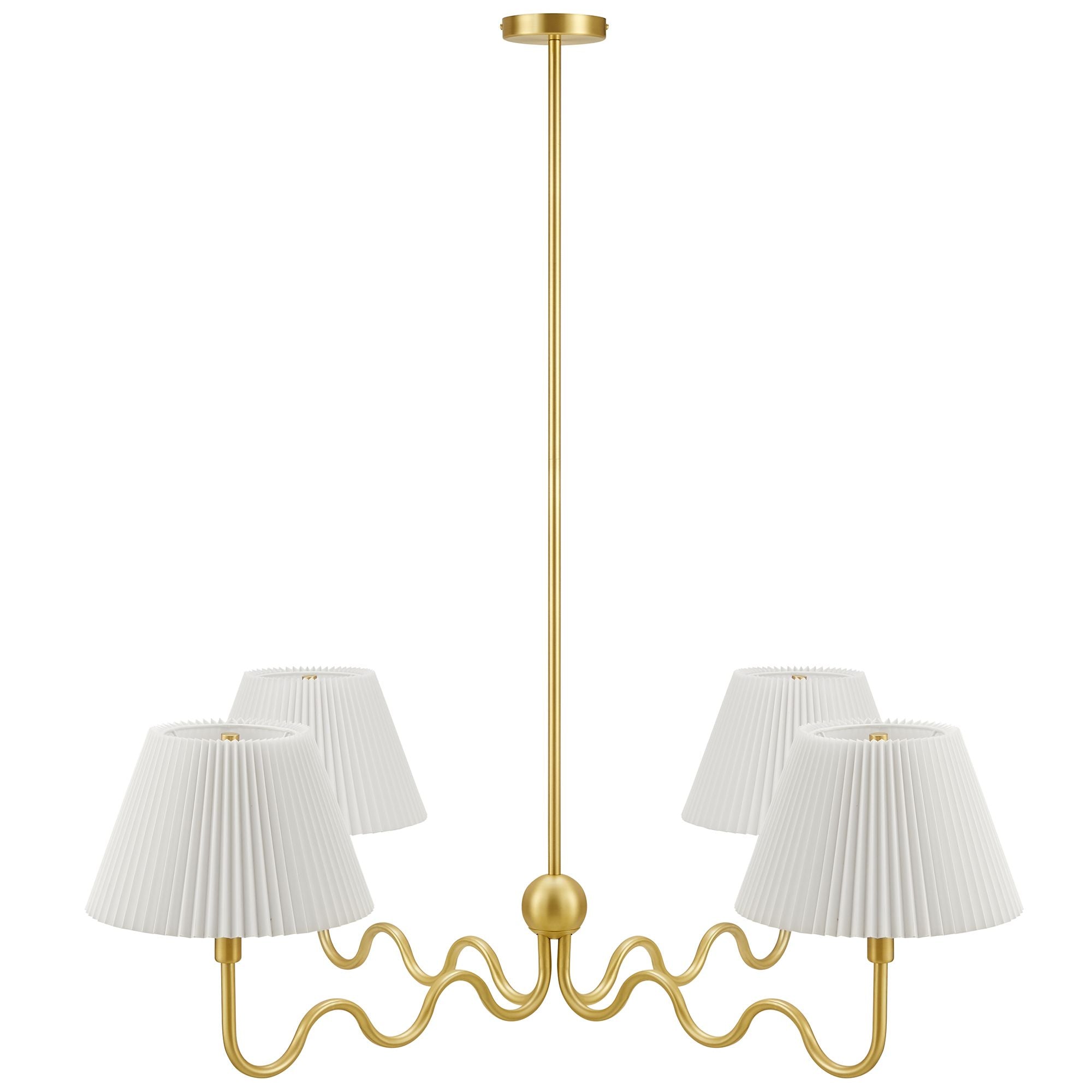 Wave Squiggle 4-Arm Pendant Light, Brass