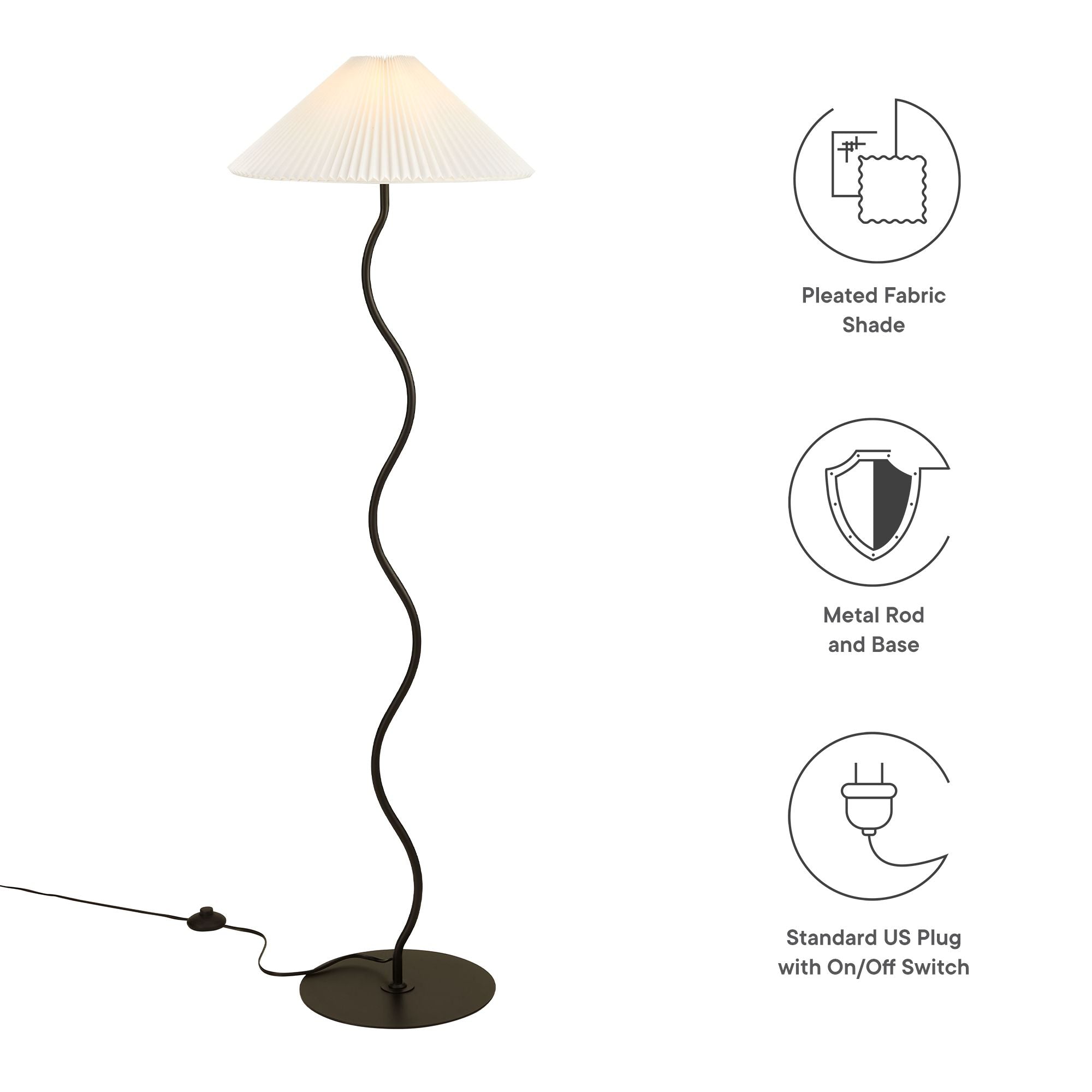 Wave Squiggle Floor Lamp, Black