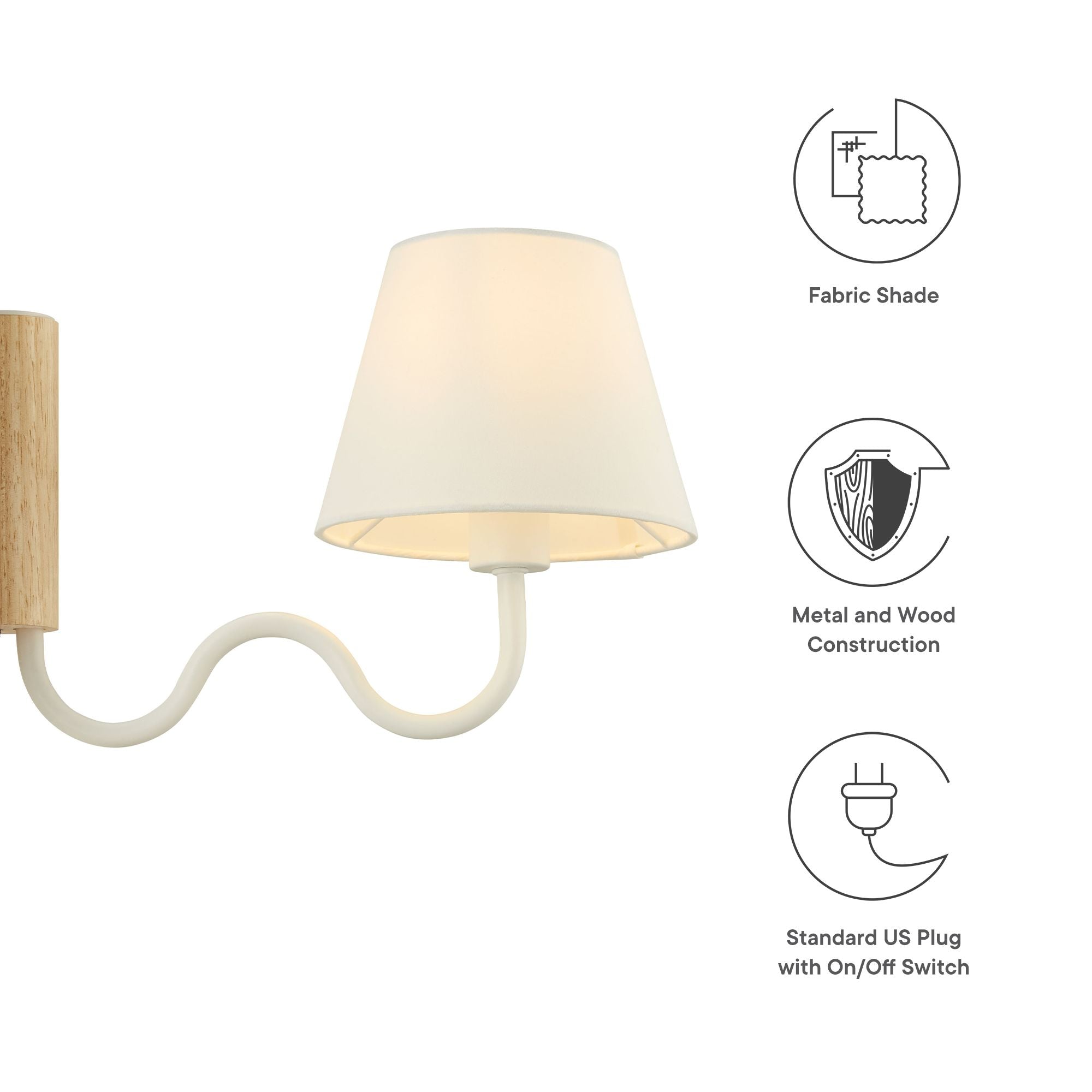 Sunlit Squiggle Arm Wall Sconce, Natural White