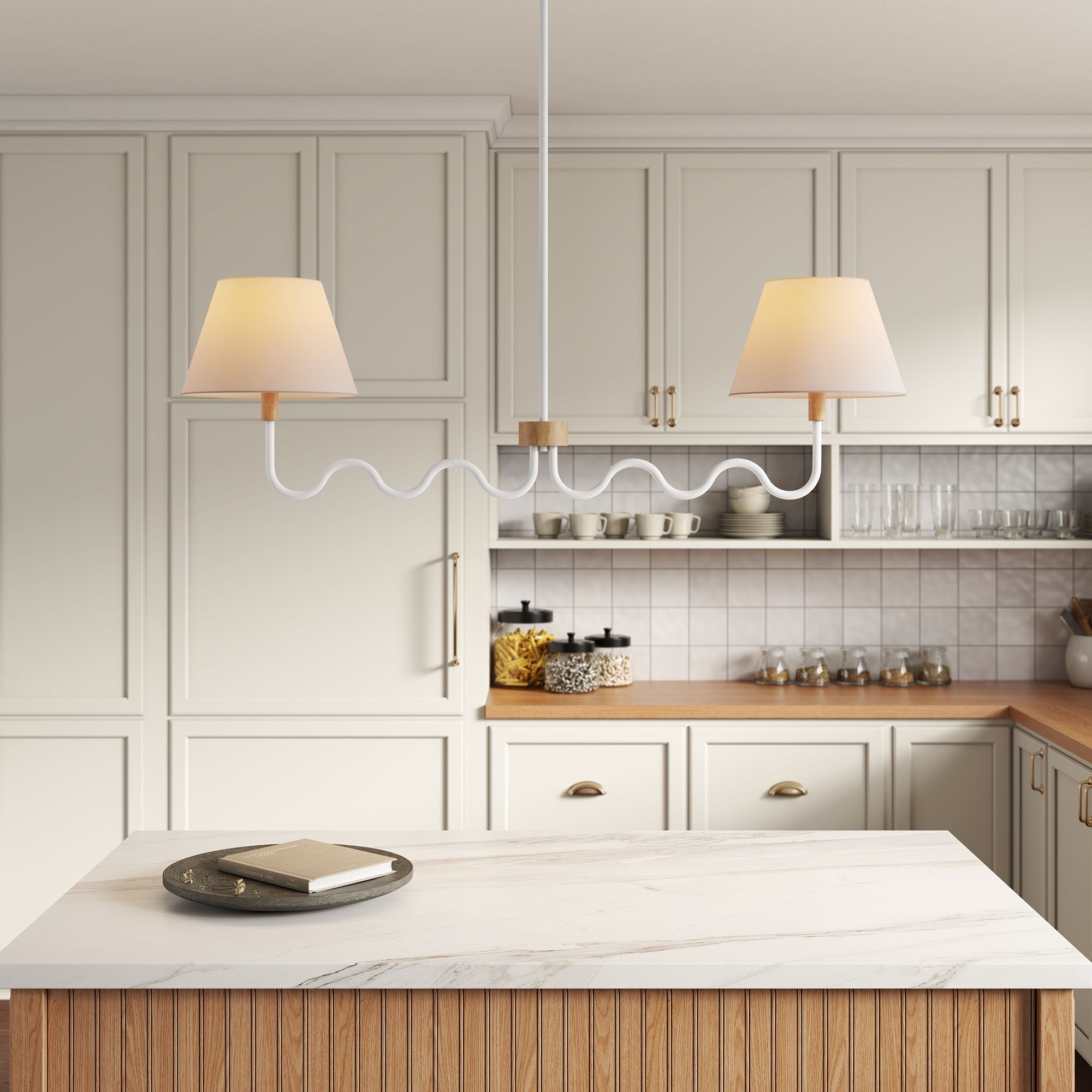 Sunlit Squiggle 2-Arm Pendant Light, Natural White