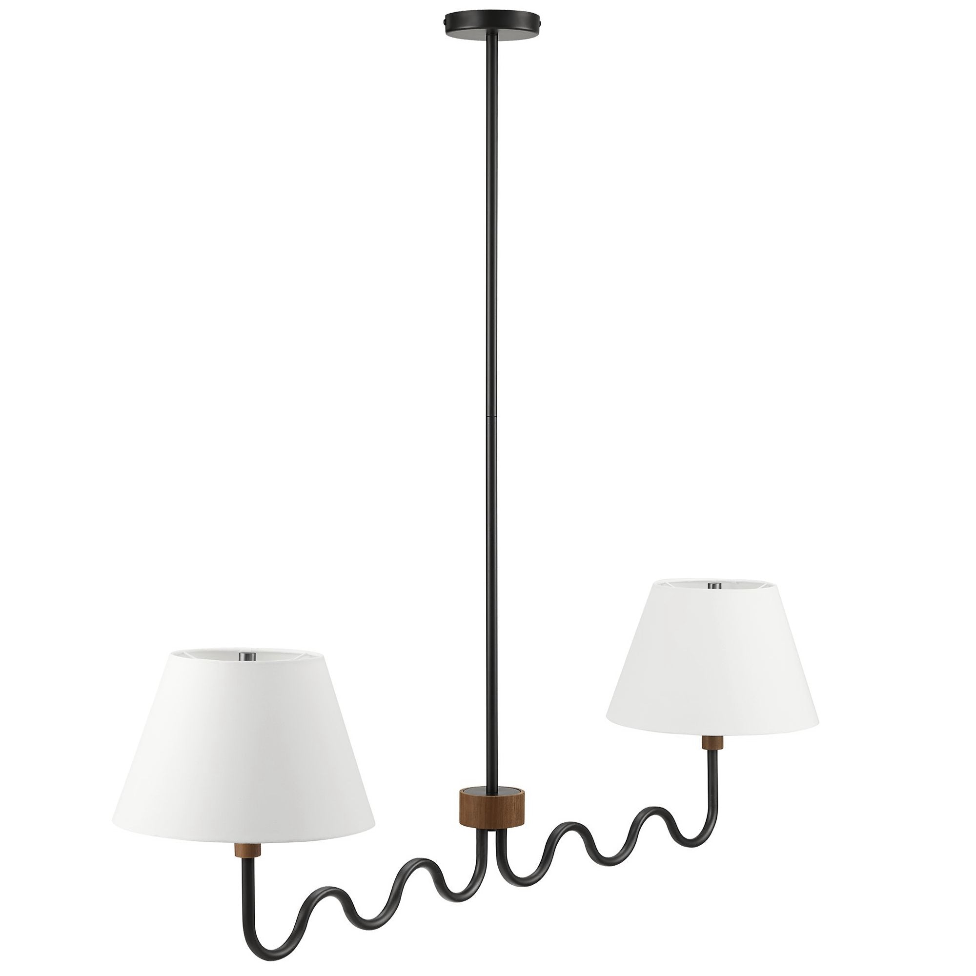 Sunlit Squiggle 2-Arm Pendant Light, Walnut Black