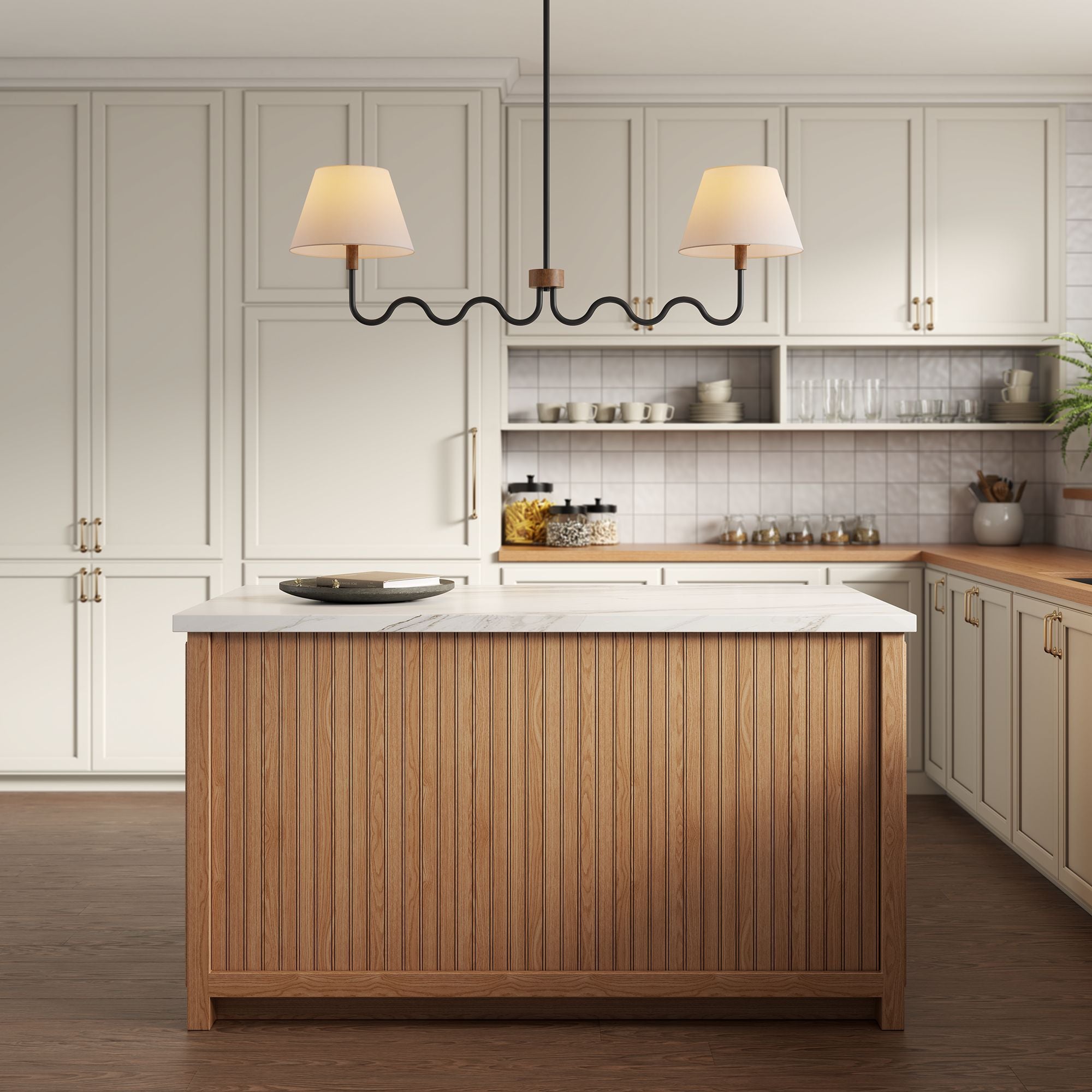 Sunlit Squiggle 2-Arm Pendant Light, Walnut Black