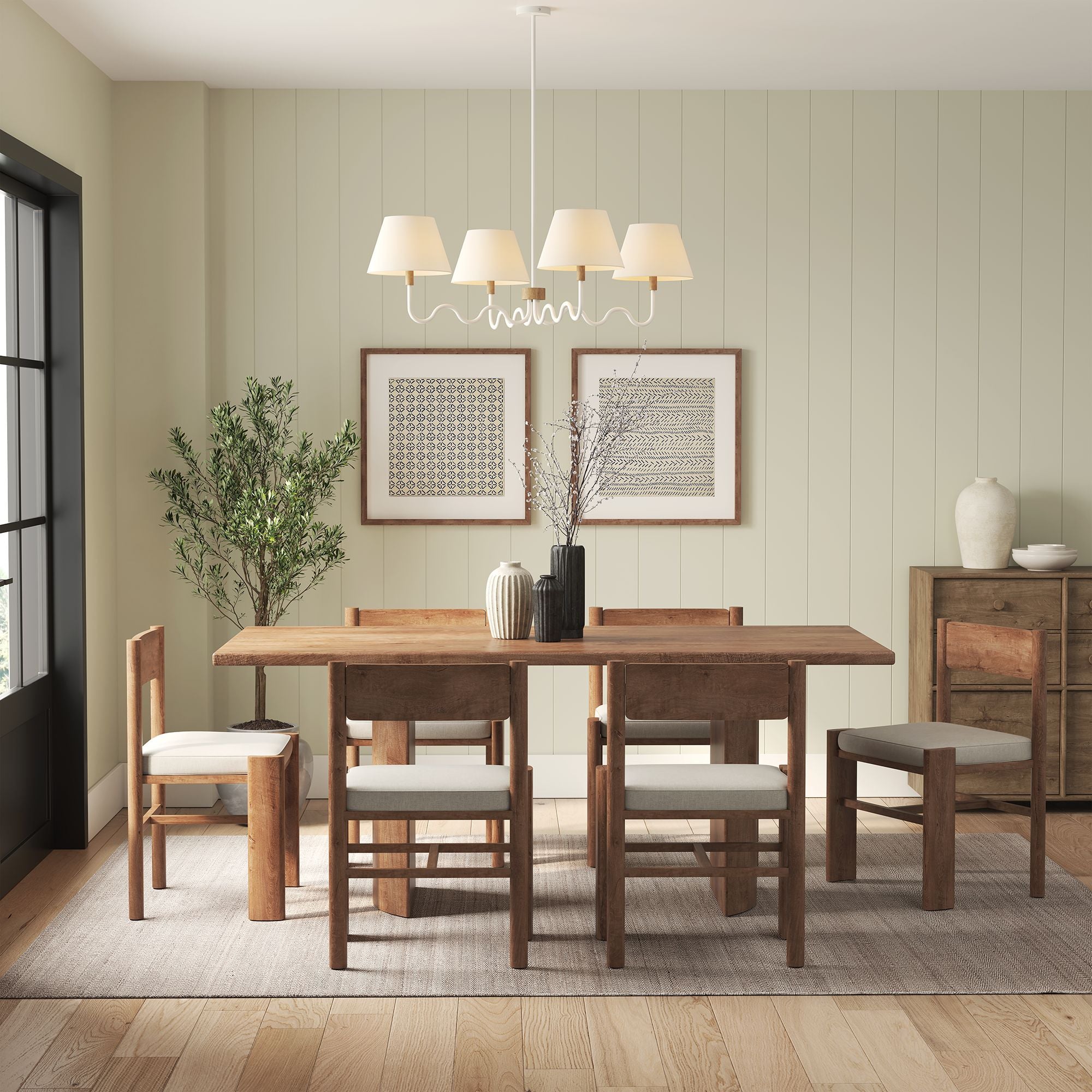 Sunlit Squiggle 4-Arm Pendant Light, Natural White