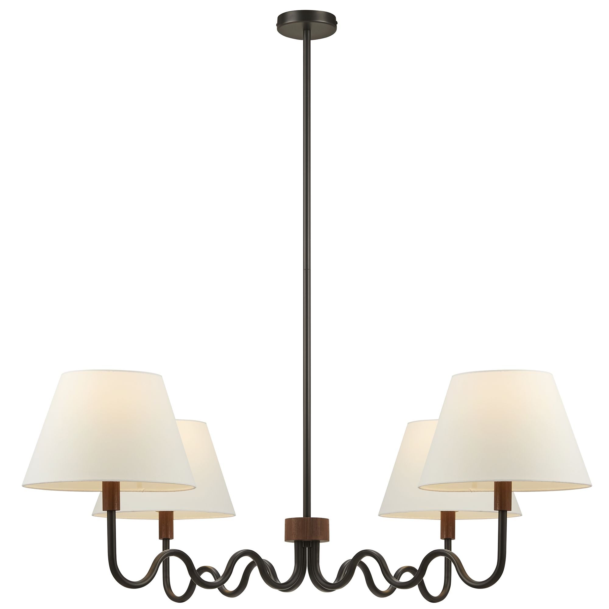 Sunlit Squiggle 4-Arm Pendant Light, Walnut Black