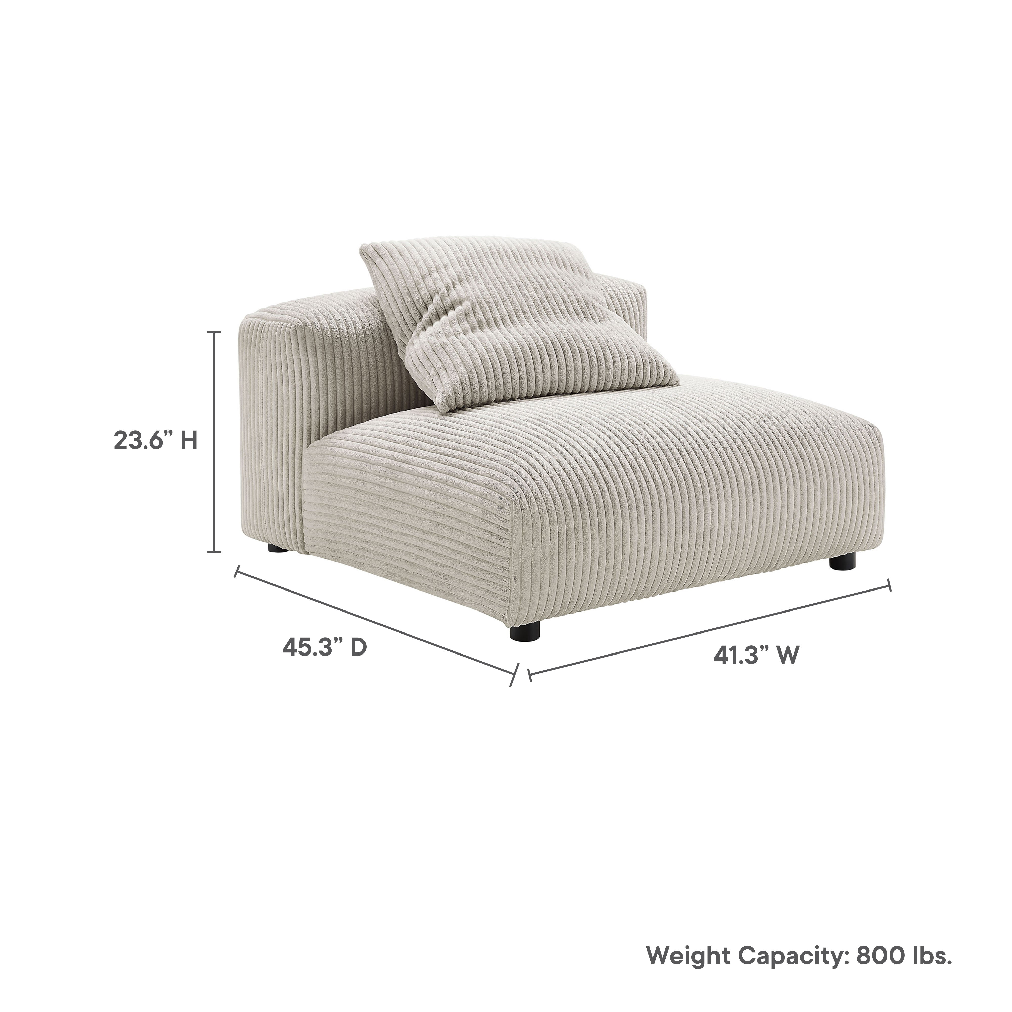 Solace Modular Corduroy Upholstered Armless Chair, Almond