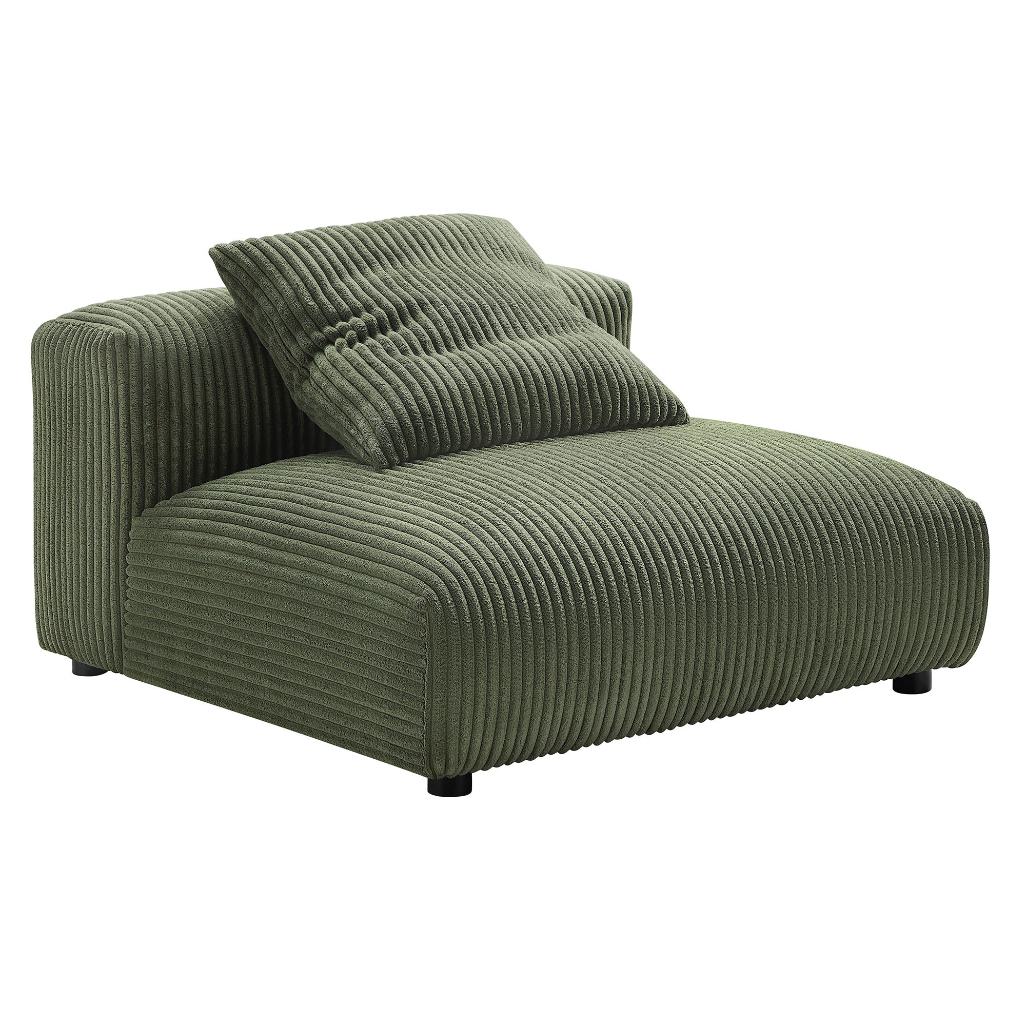 Solace 4-Piece Modular Corduroy Upholstered Sectional Sofa With Ottoman, Fern