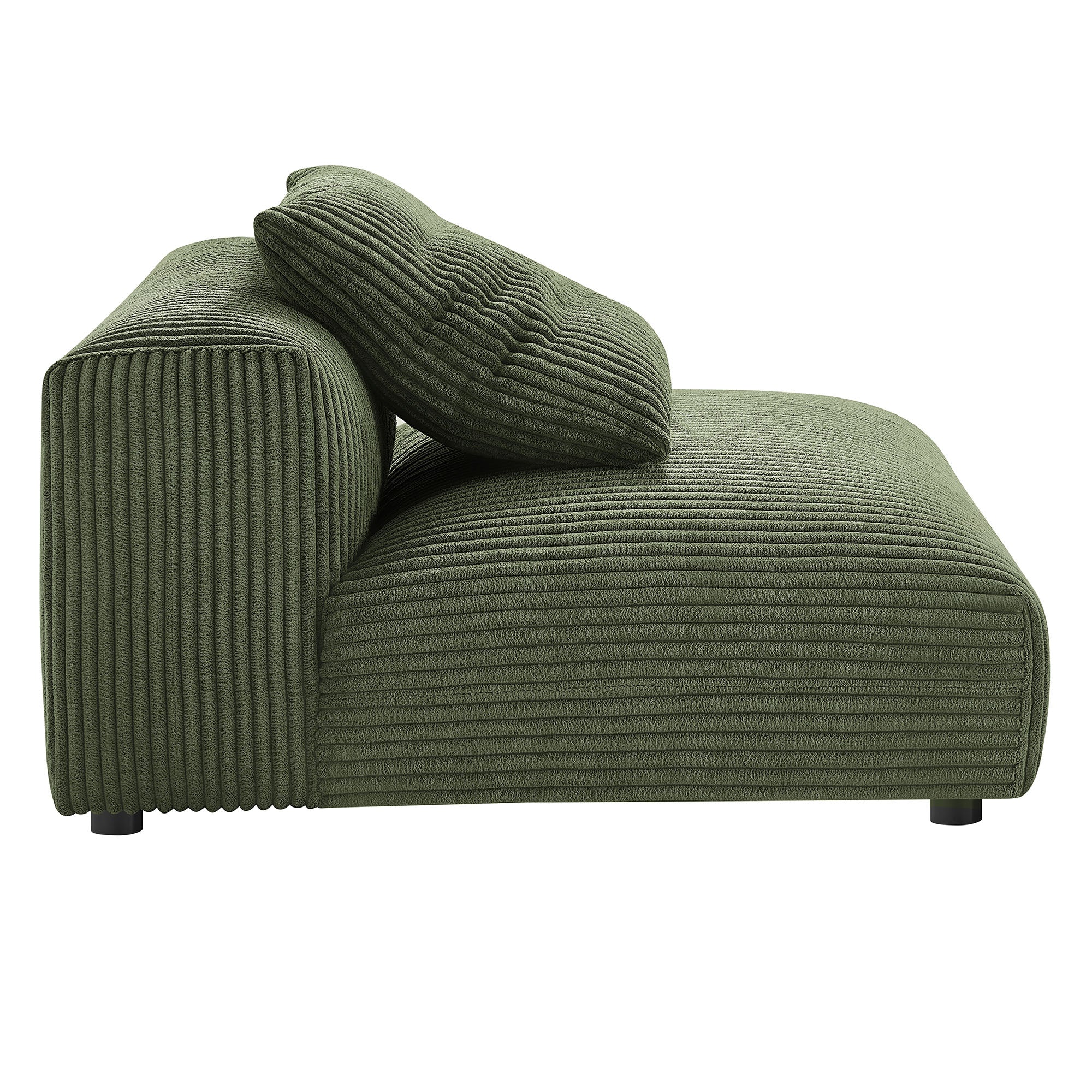 Solace 4-Piece Modular Corduroy Upholstered Sectional Sofa With Ottoman, Fern