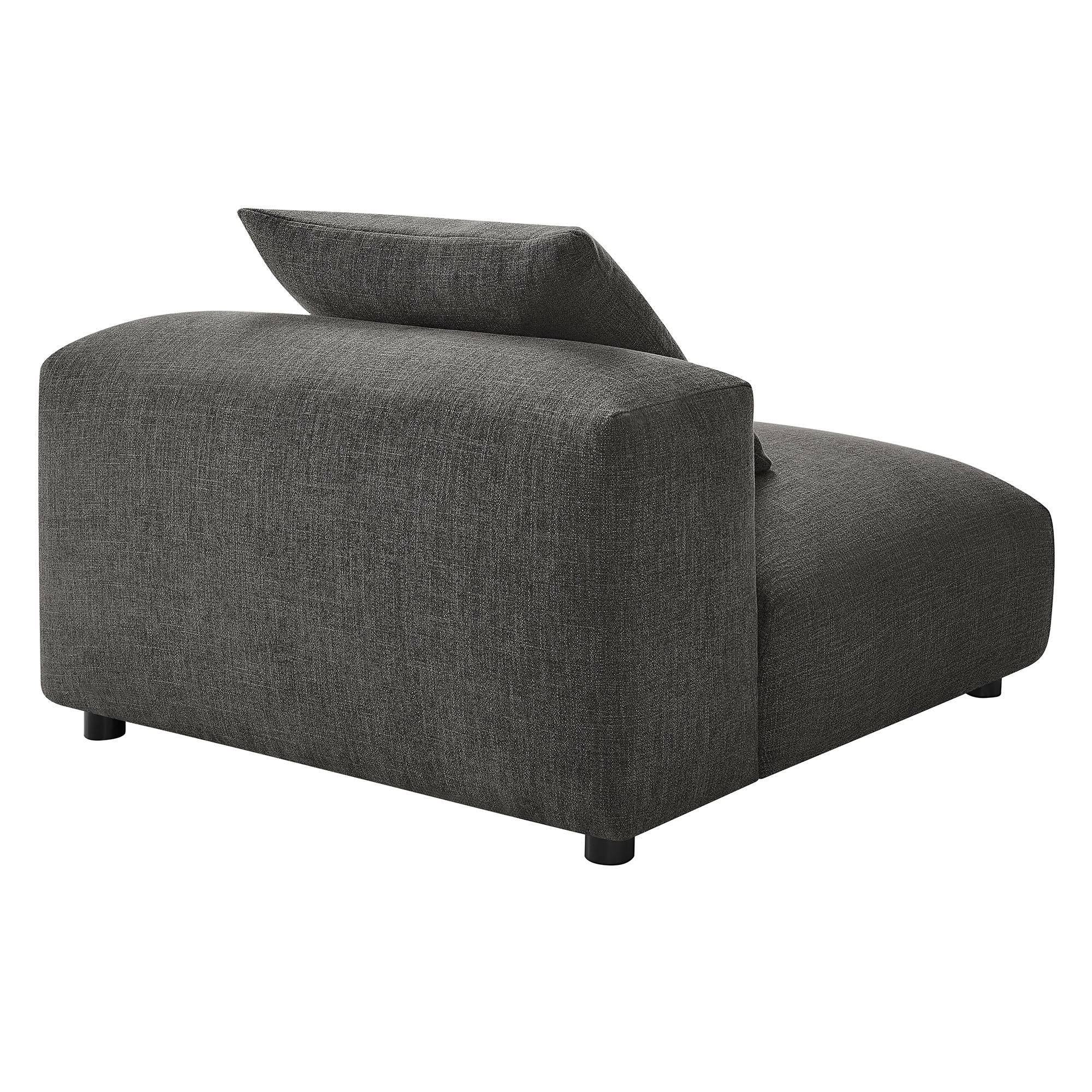 Solace Modular Upholstered Fabric Armless Chair, Charcoal