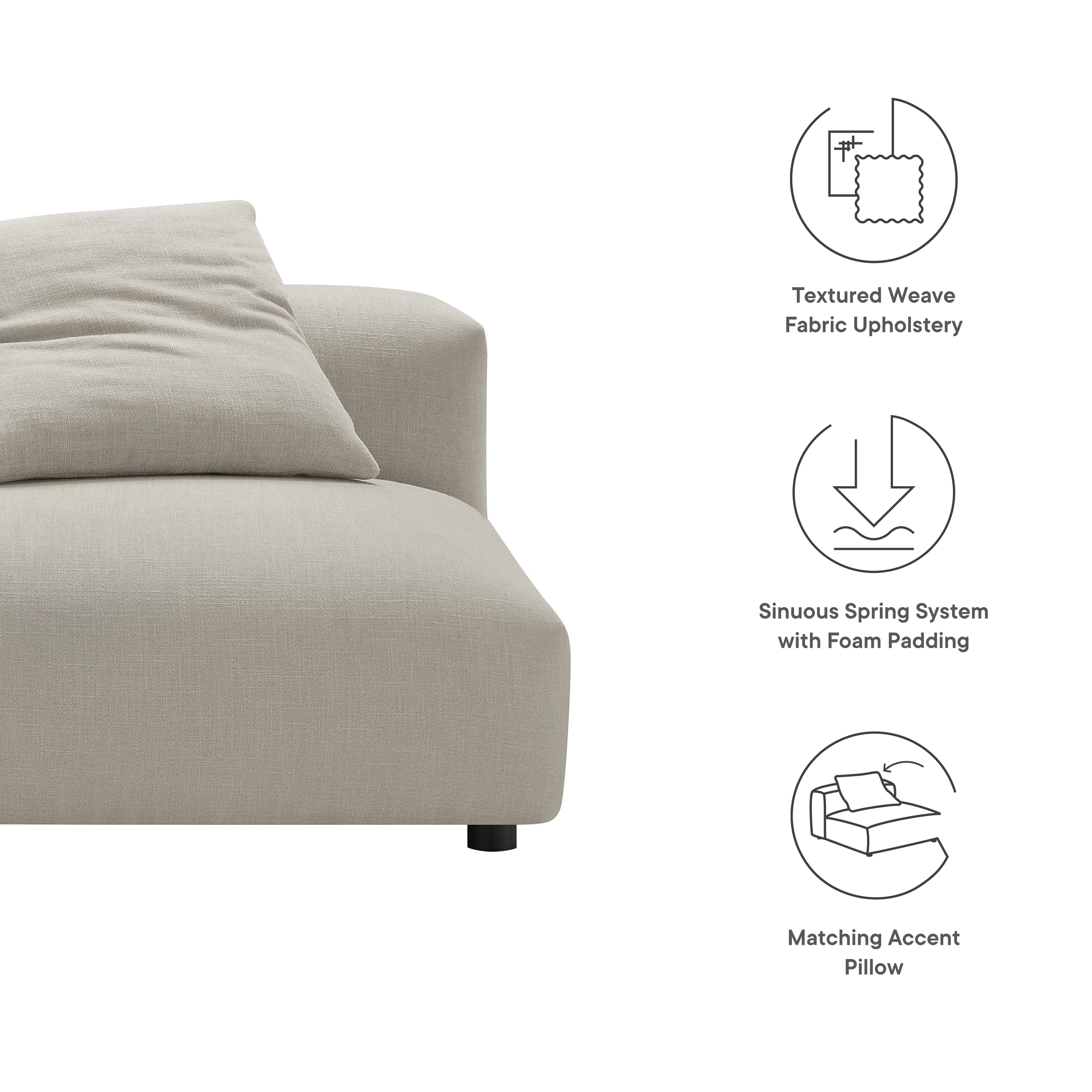 Solace Modular Upholstered Fabric Armless Chair, Linen