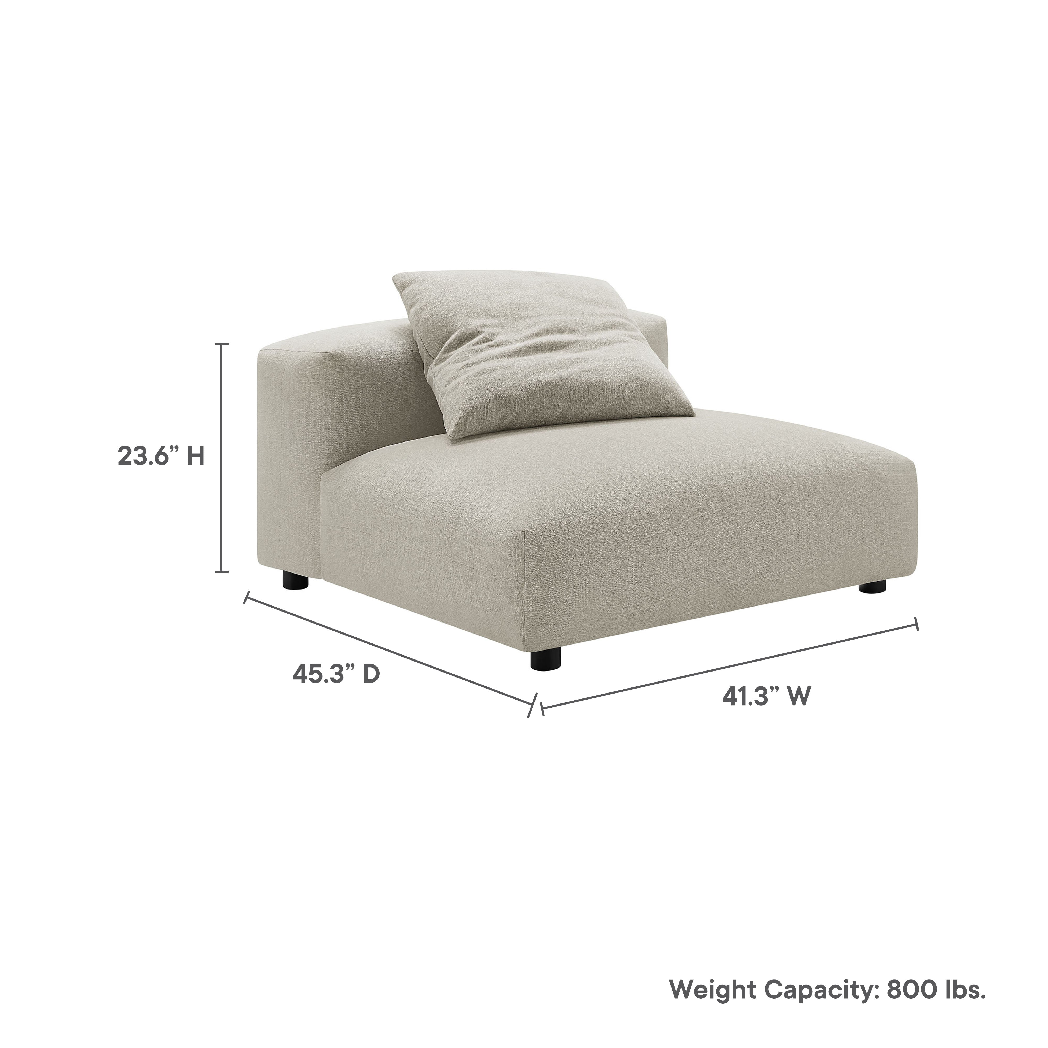 Solace Modular Upholstered Fabric Armless Chair, Linen