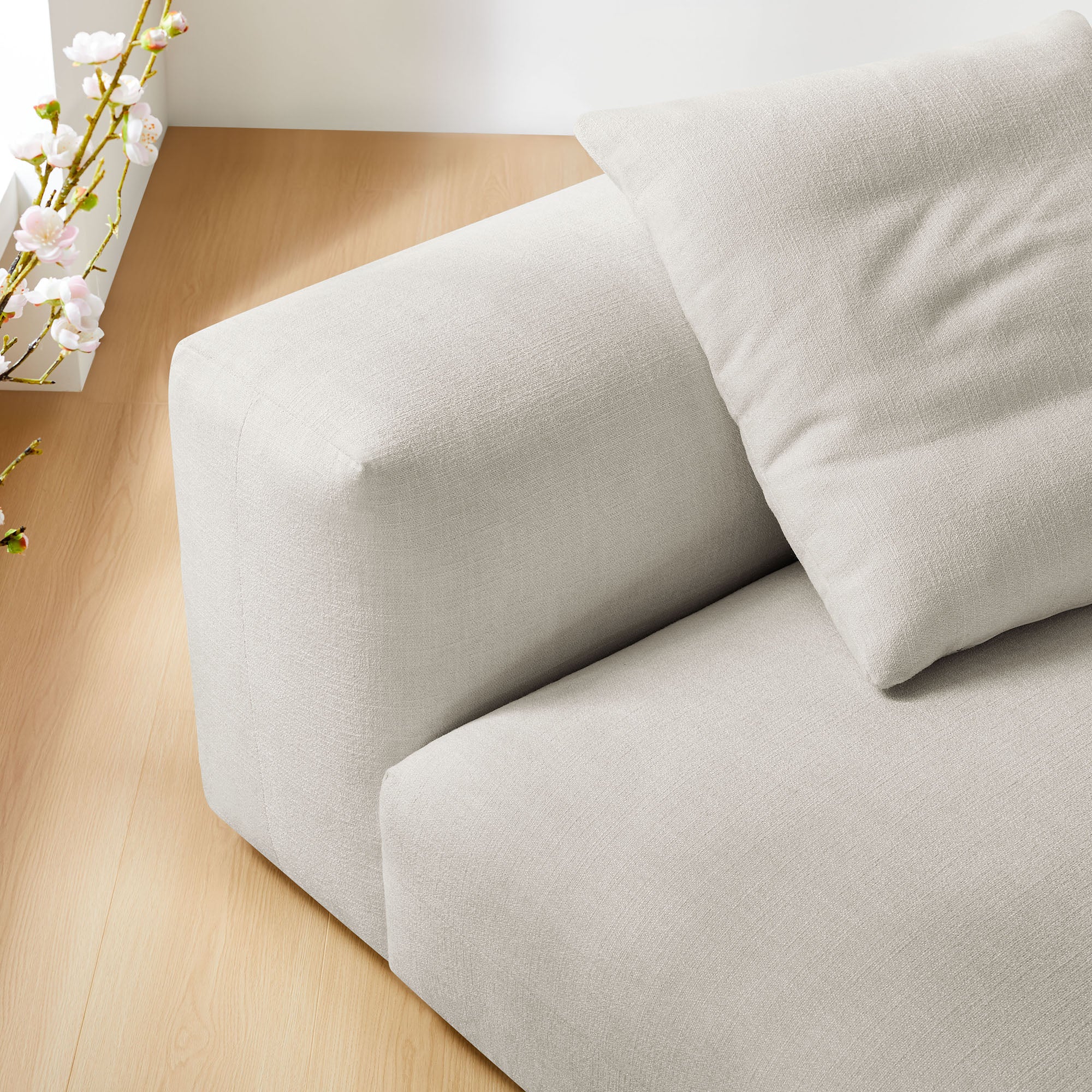 Solace Modular Upholstered Fabric Armless Chair, Salt