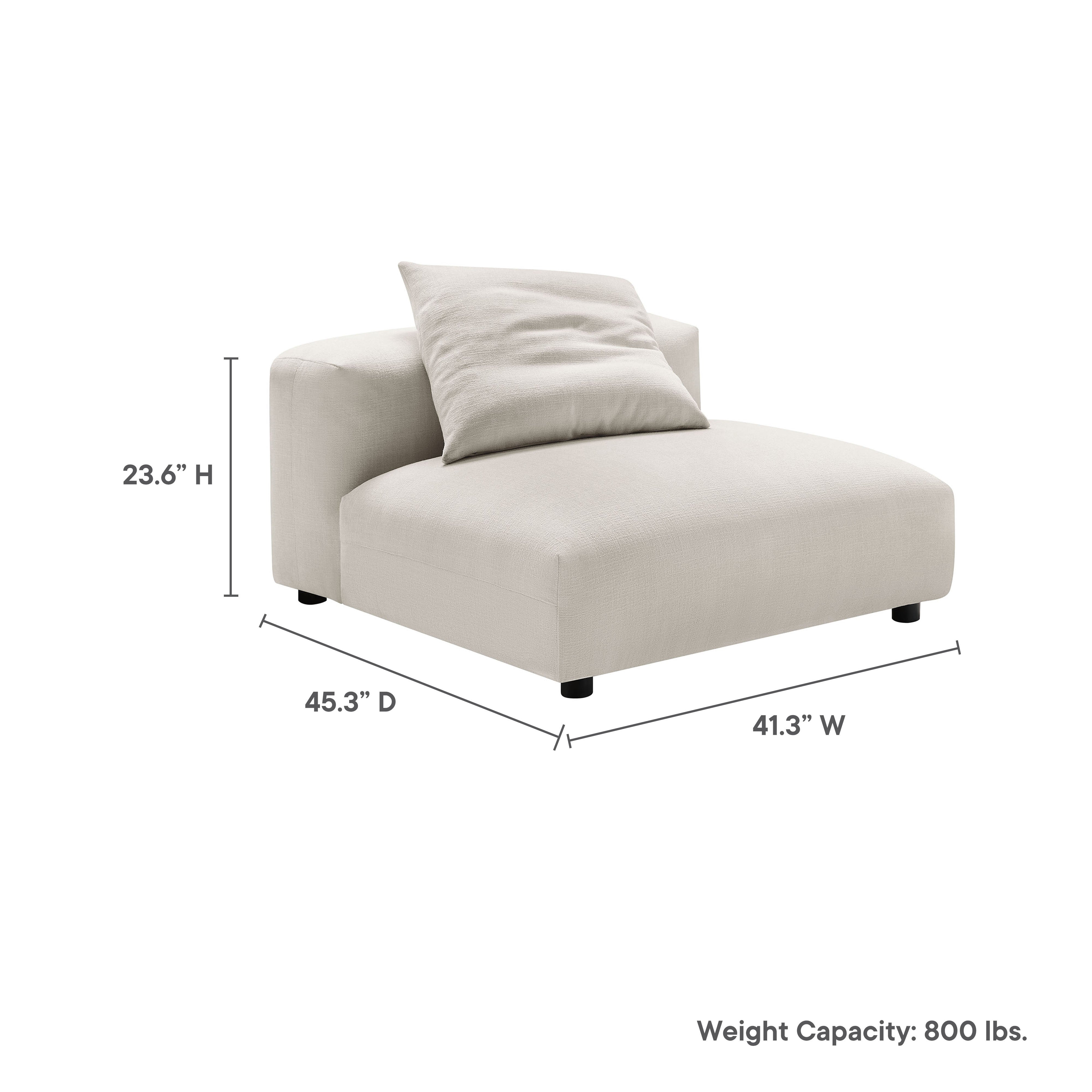 Solace Modular Upholstered Fabric Armless Chair, Salt