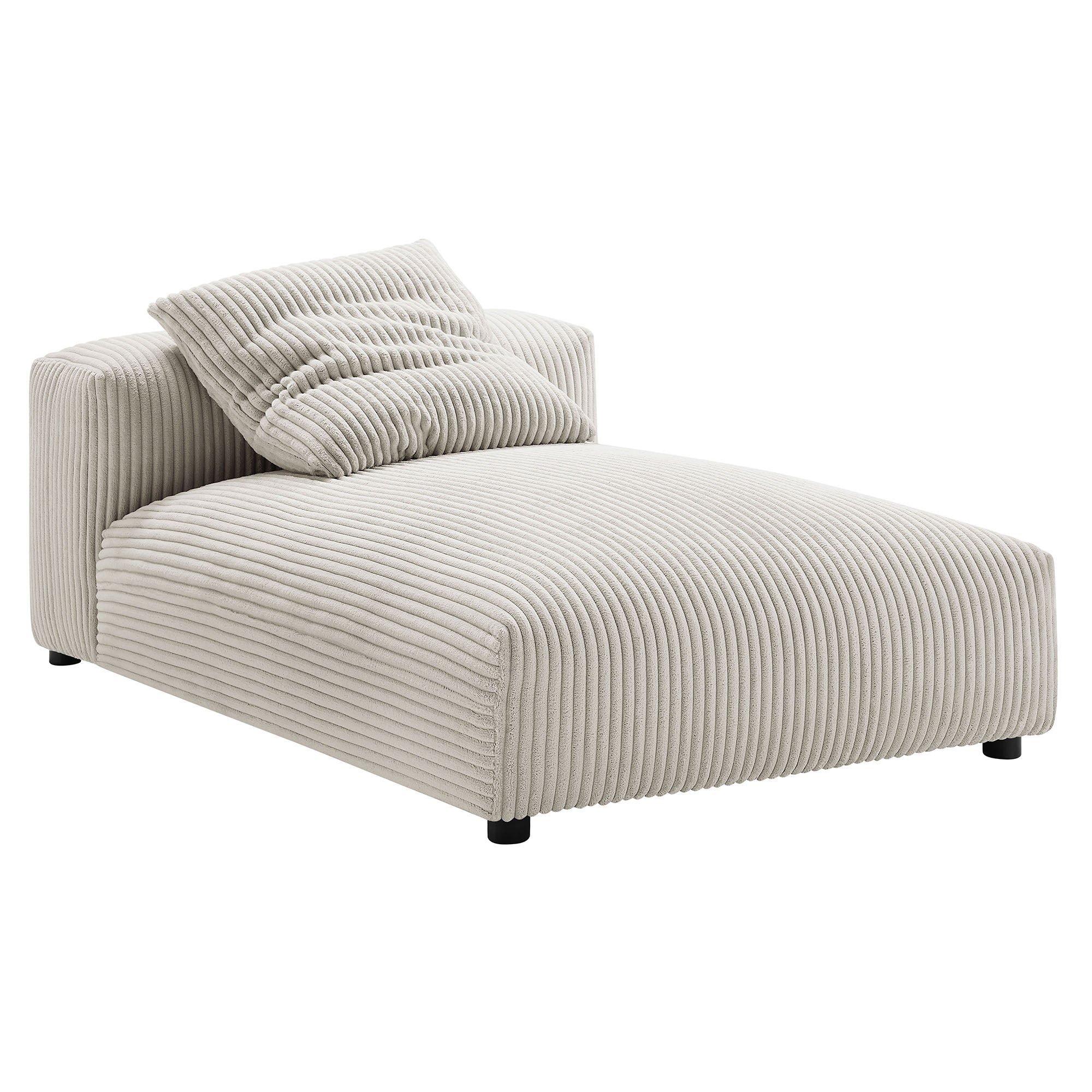Solace Modular Corduroy Upholstered Armless Chaise Lounge, Almond