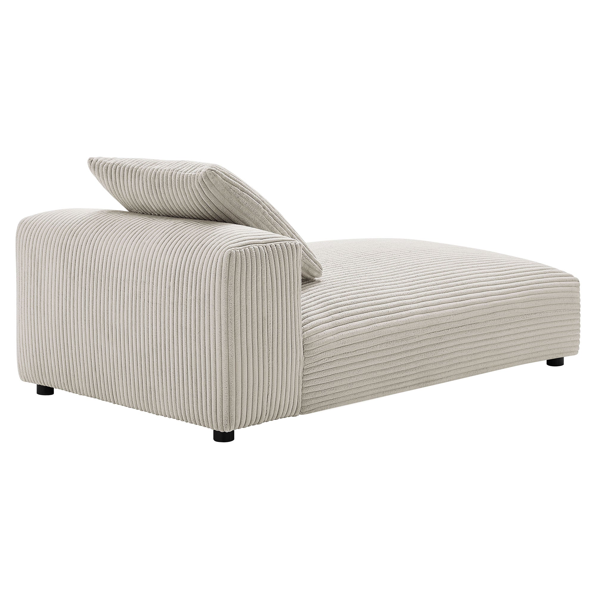 Solace Modular Corduroy Upholstered Armless Chaise Lounge, Almond