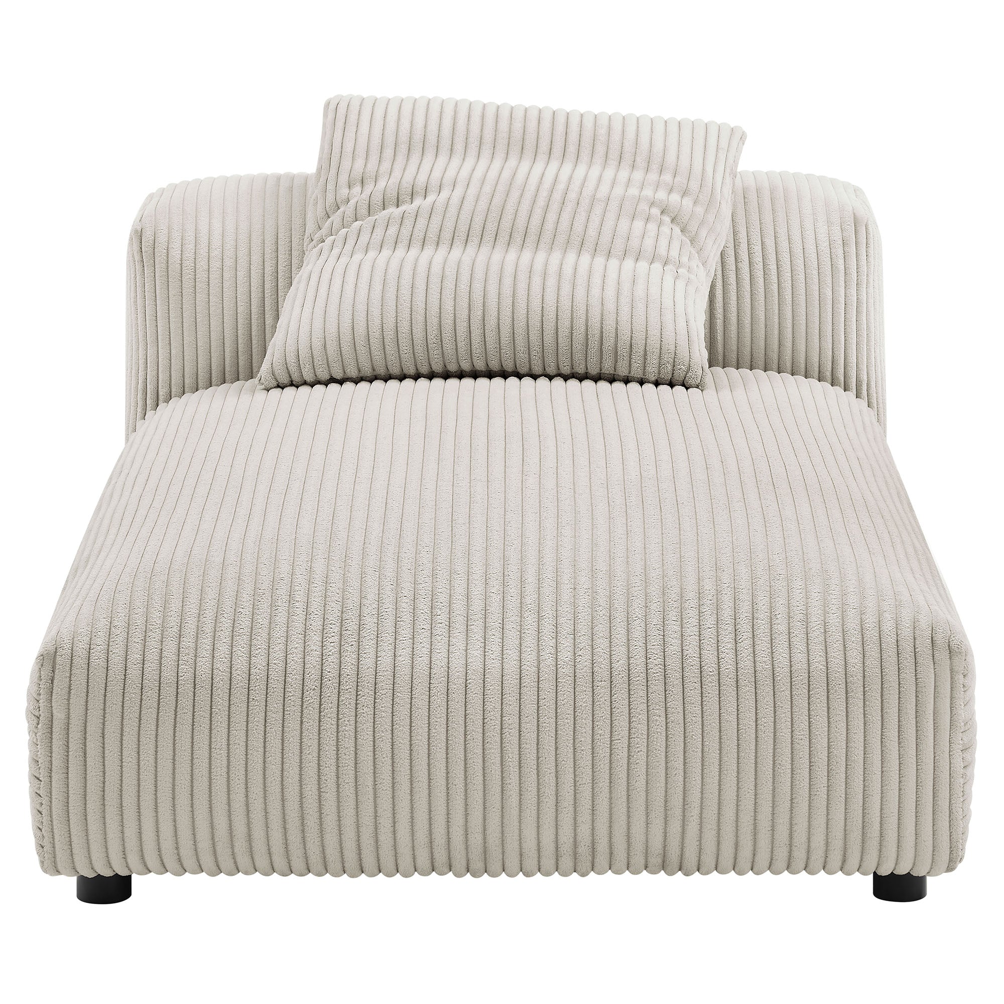 Solace Modular Corduroy Upholstered Armless Chaise Lounge, Almond