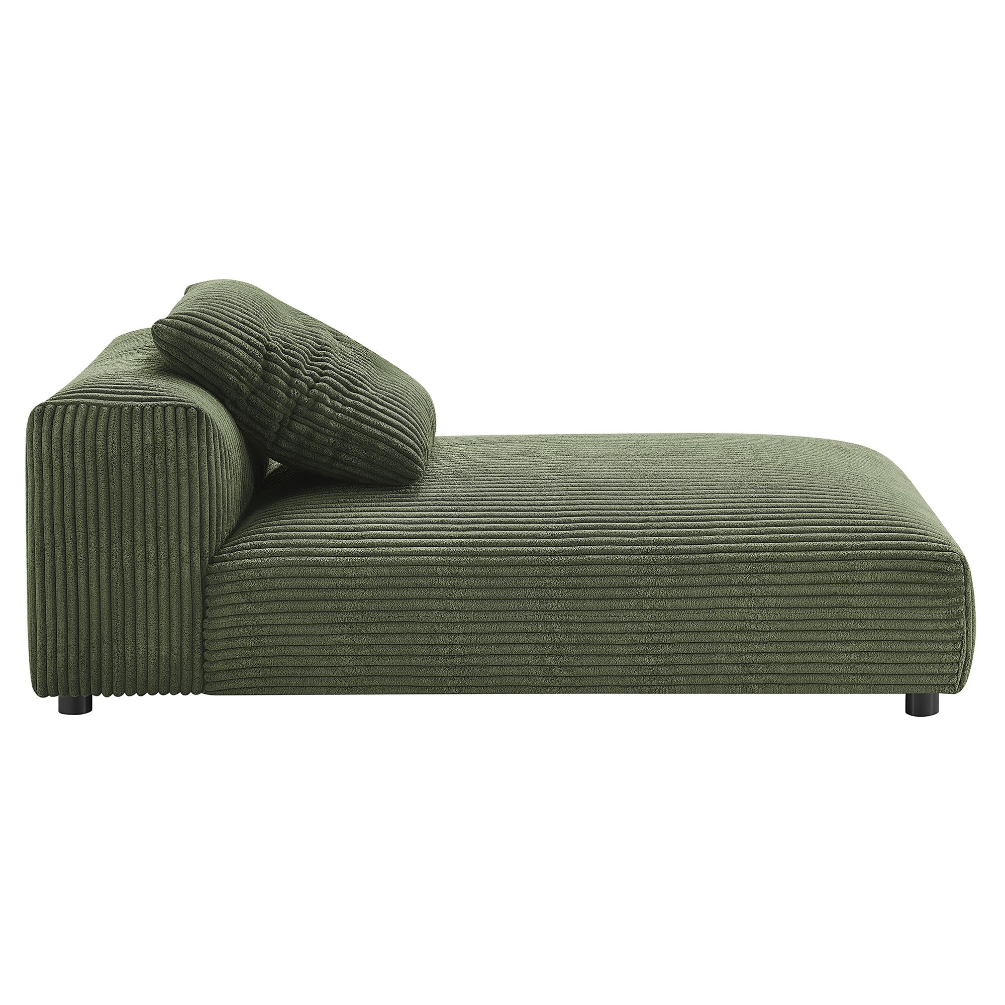 Solace 4-Piece Modular Corduroy Upholstered Sectional Sofa With Ottoman, Fern