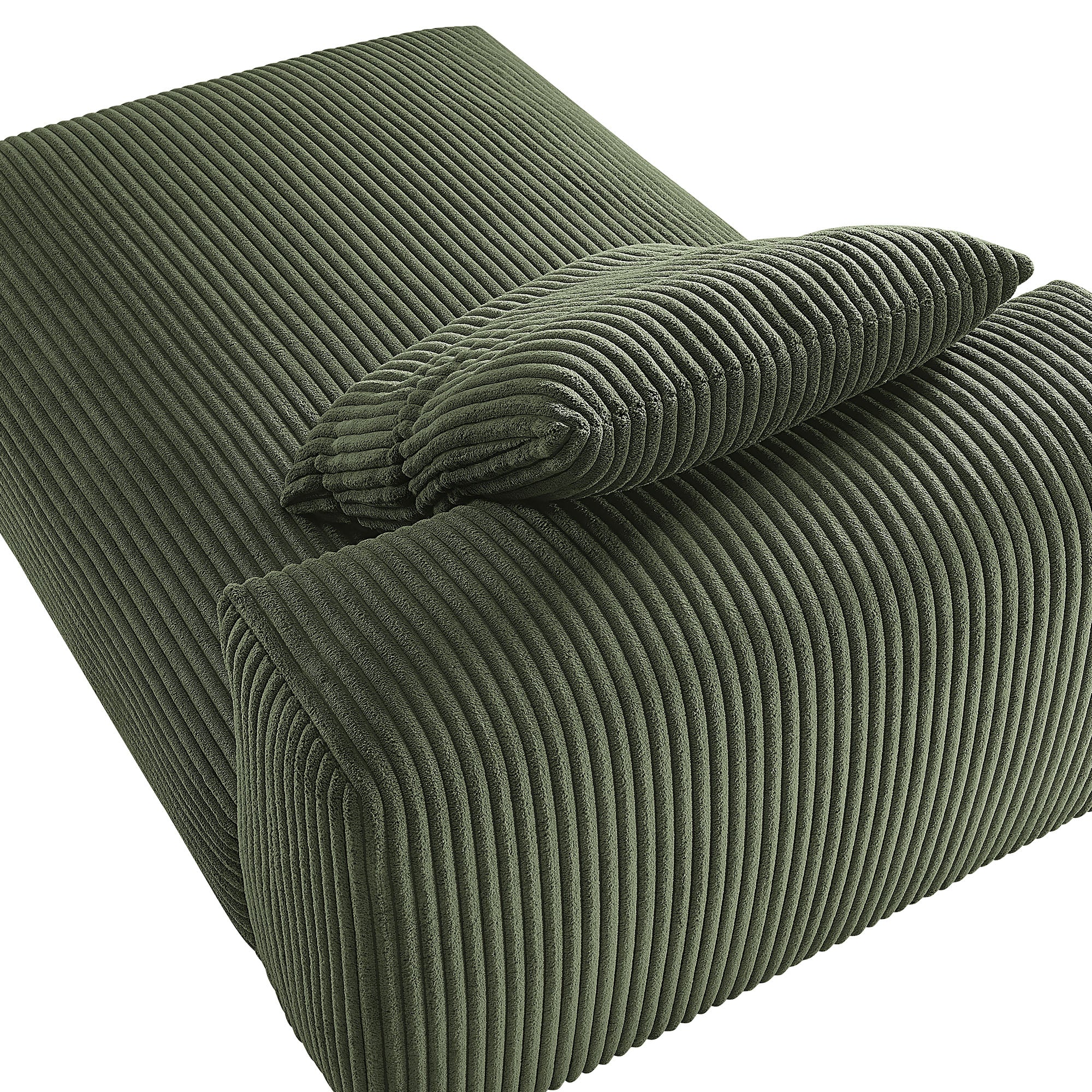 Solace Modular Corduroy Upholstered Armless Chaise Lounge, Fern