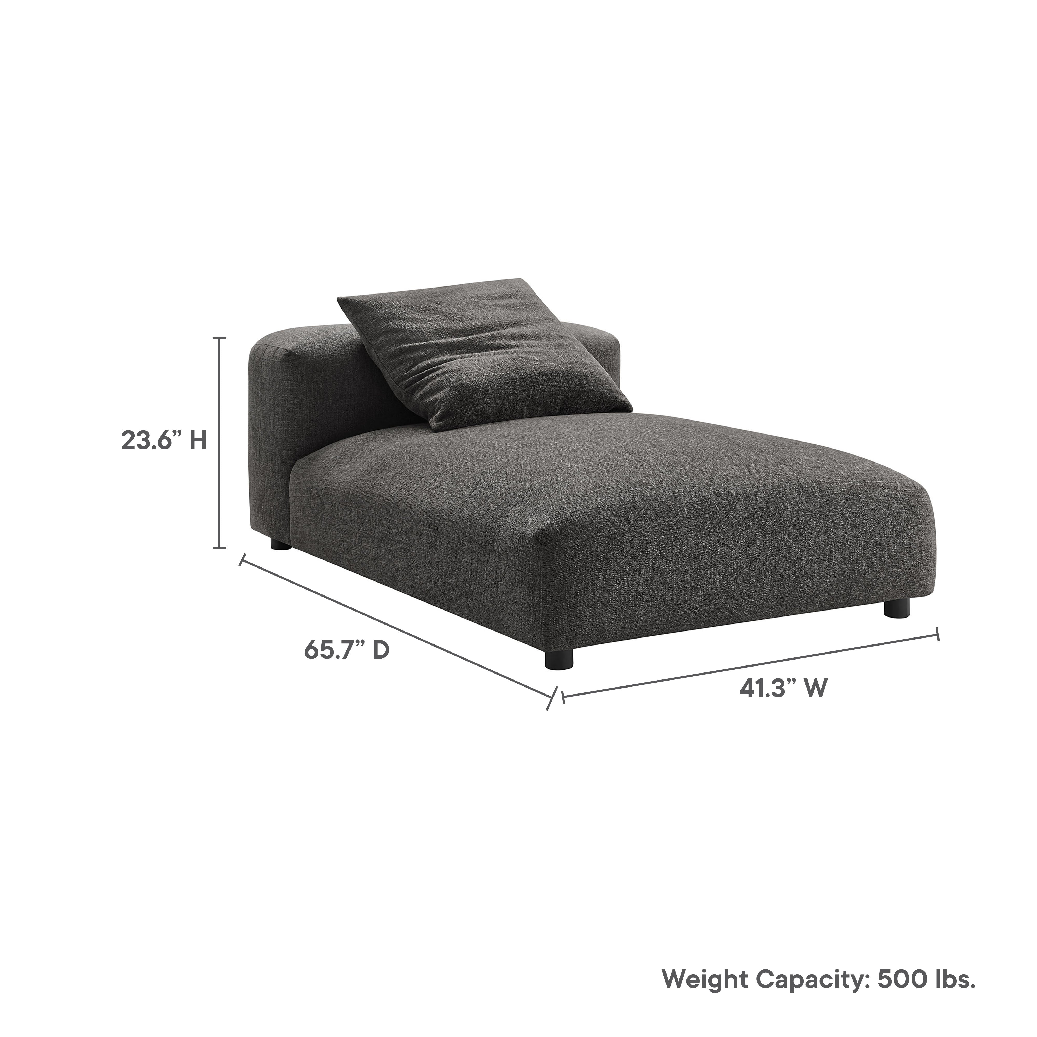 Solace Modular Upholstered Fabric Armless Chaise Lounge, Charcoal