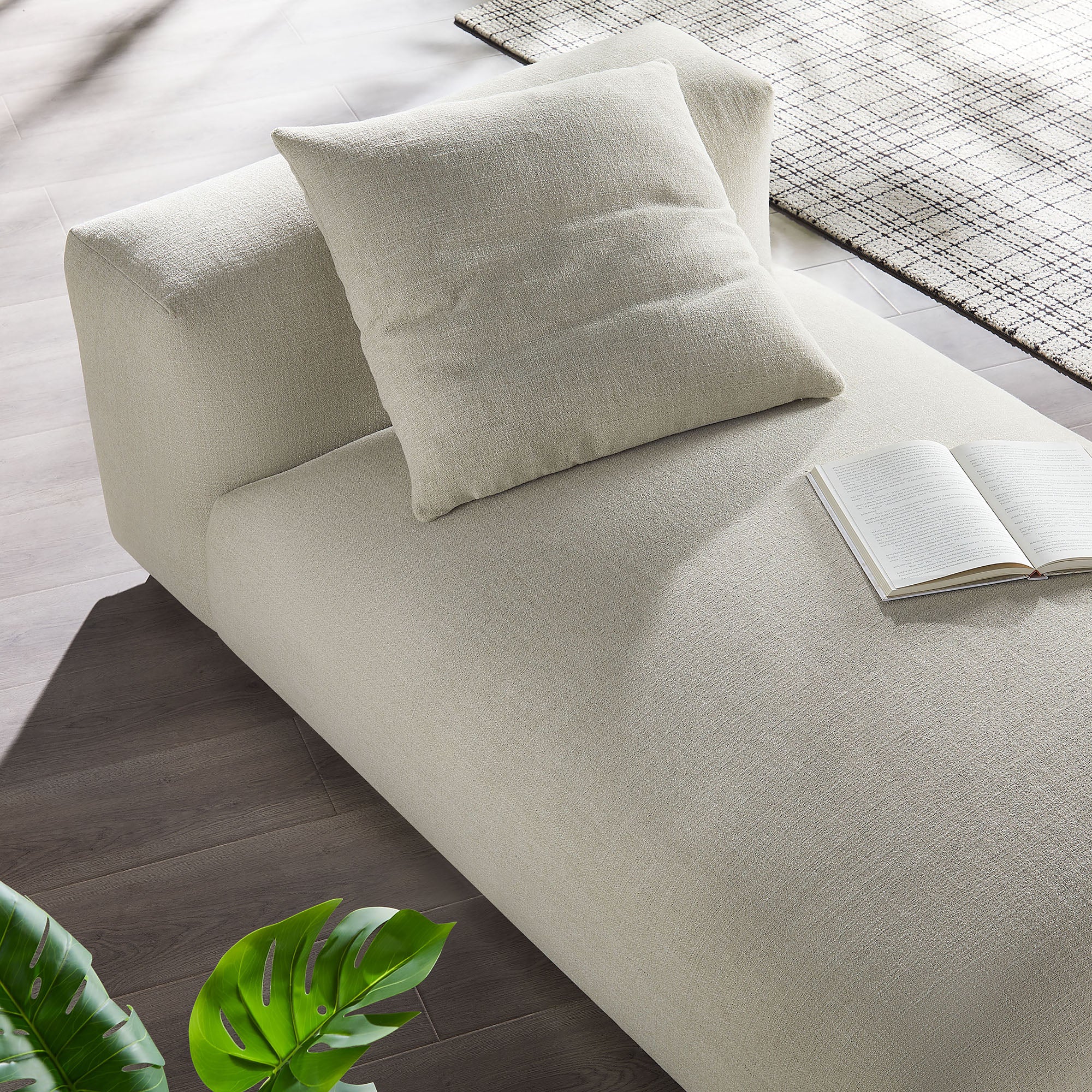 Solace Modular Upholstered Fabric Armless Chaise Lounge, Linen