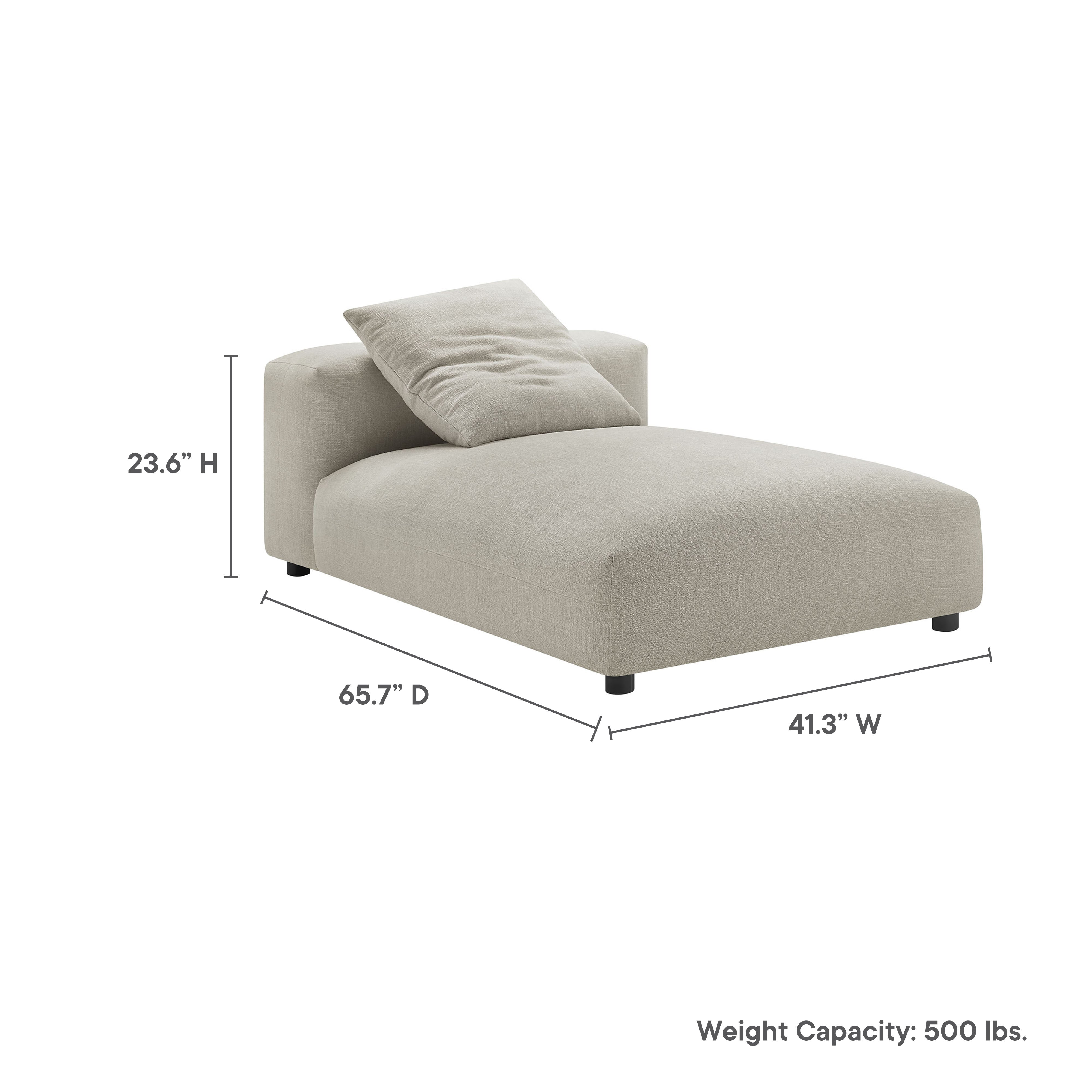 Solace Modular Upholstered Fabric Armless Chaise Lounge, Linen