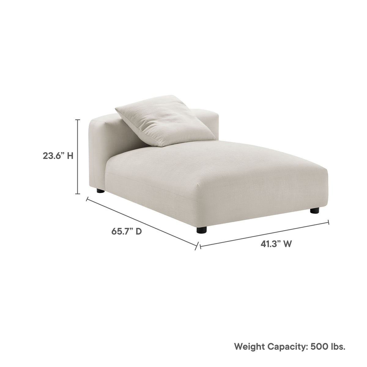 Solace Modular Upholstered Fabric Armless Chaise Lounge, Salt