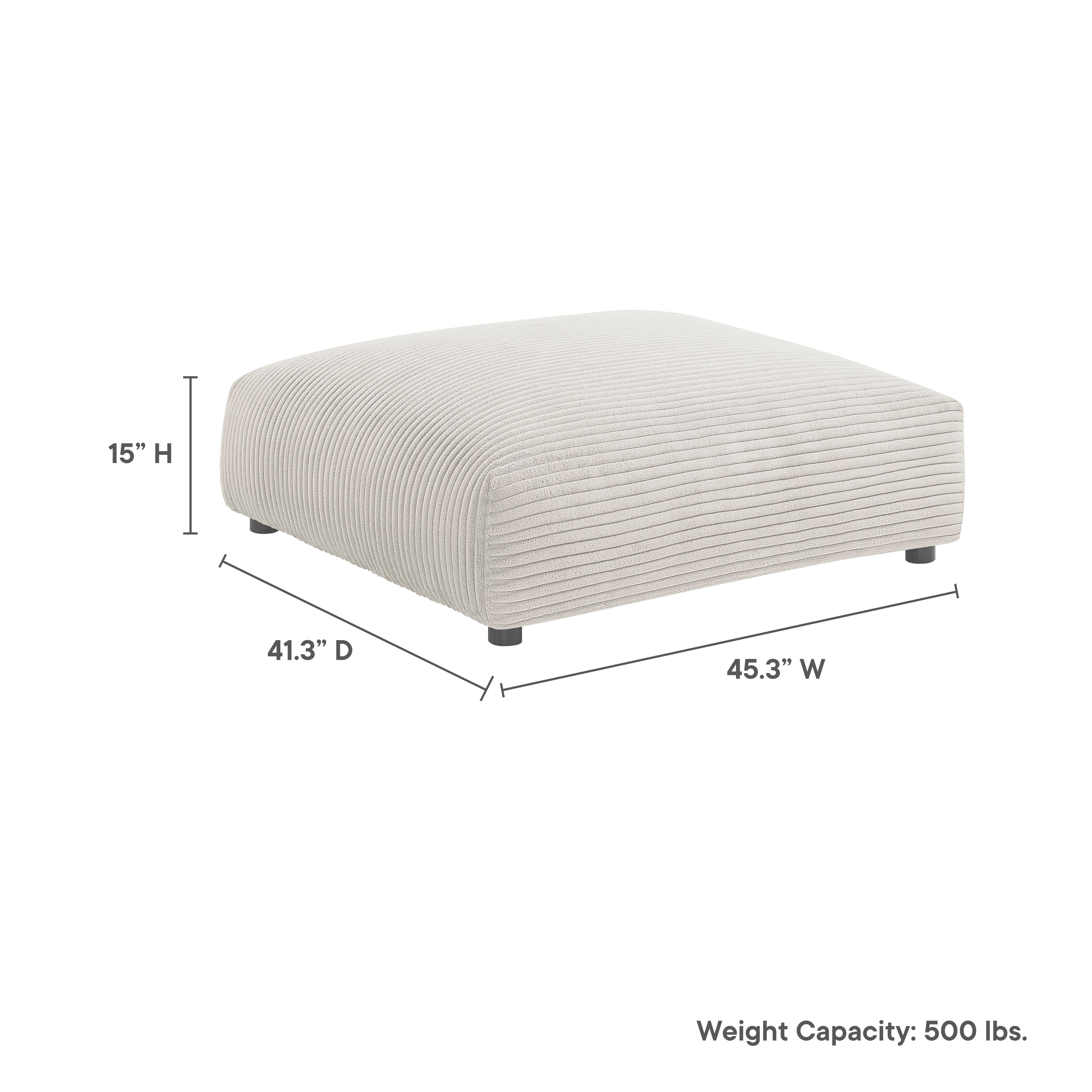 Solace Modular Corduroy Upholstered Ottoman, Almond
