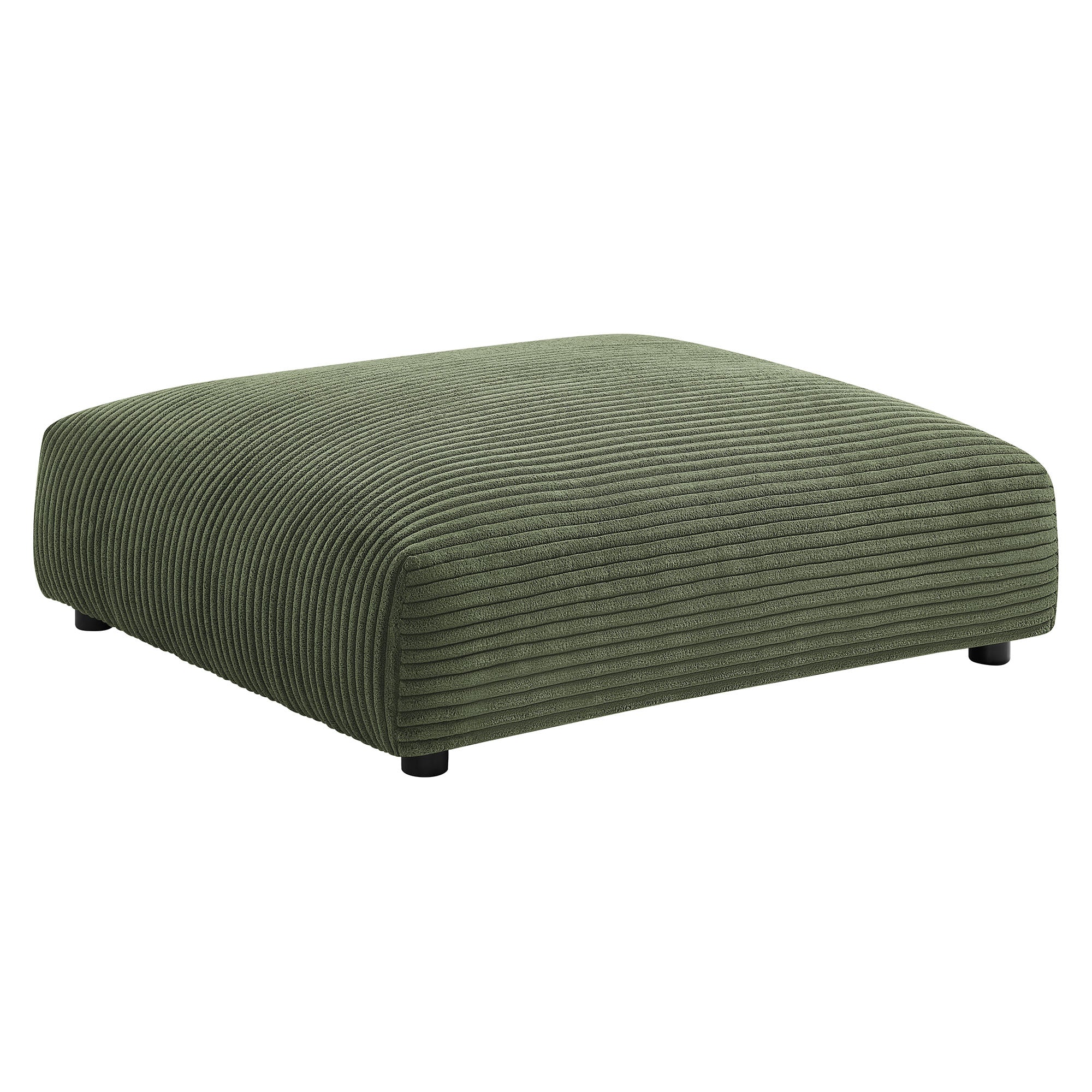Solace Modular Corduroy Upholstered Armless Chair and Ottoman Set, Fern