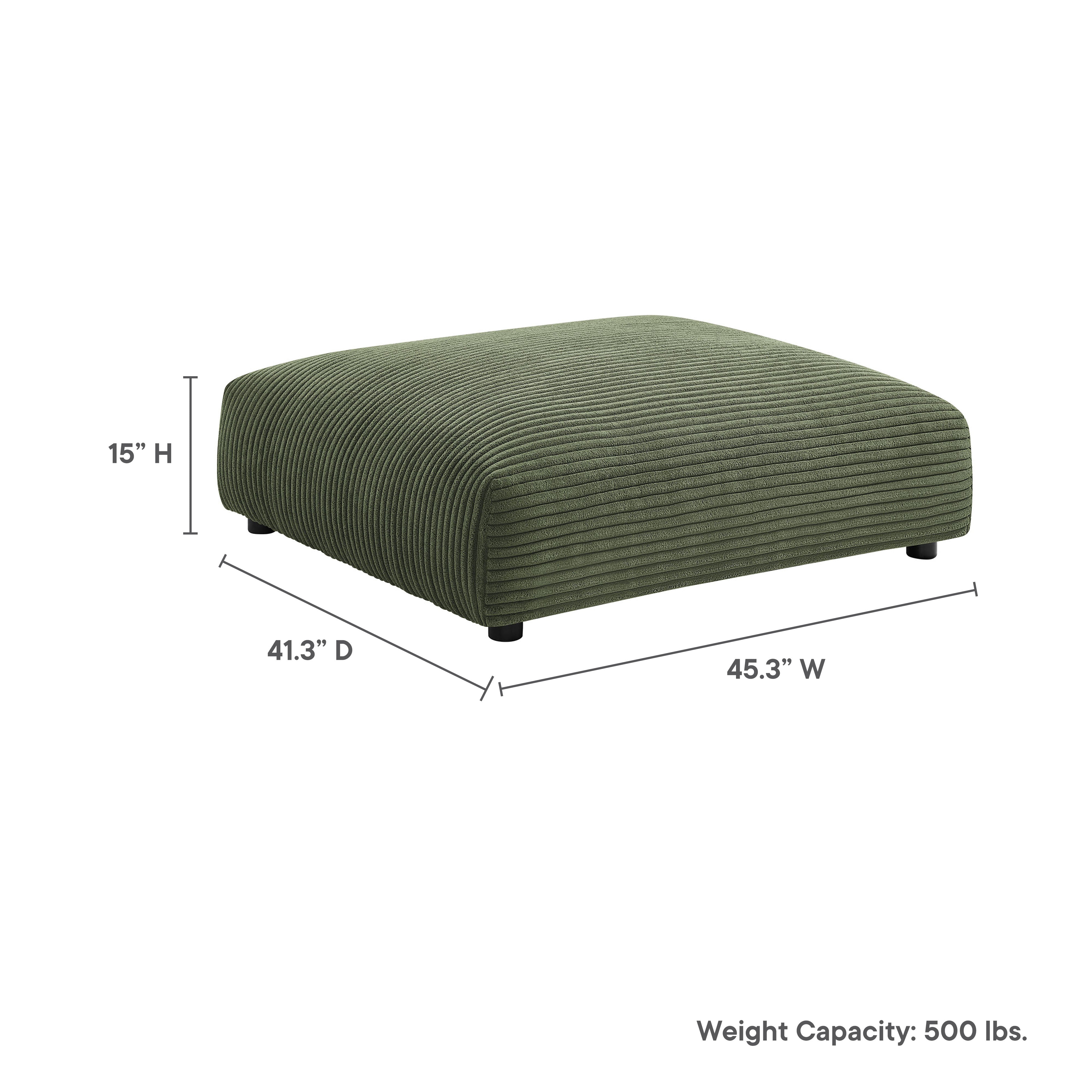 Solace Modular Corduroy Upholstered Ottoman, Fern