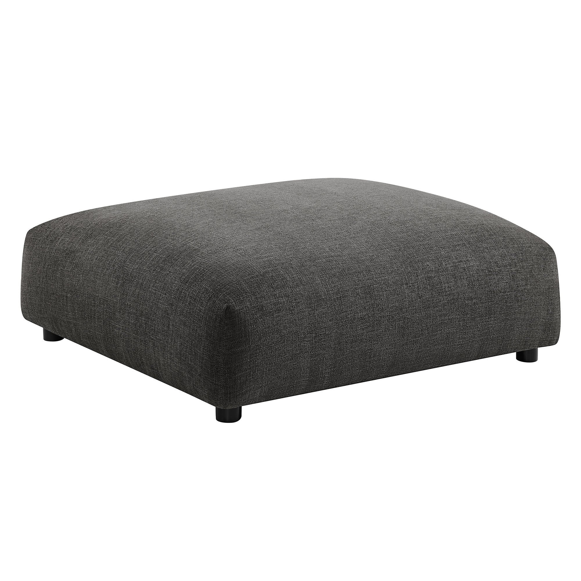 Solace Modular Upholstered Fabric Ottoman, Charcoal