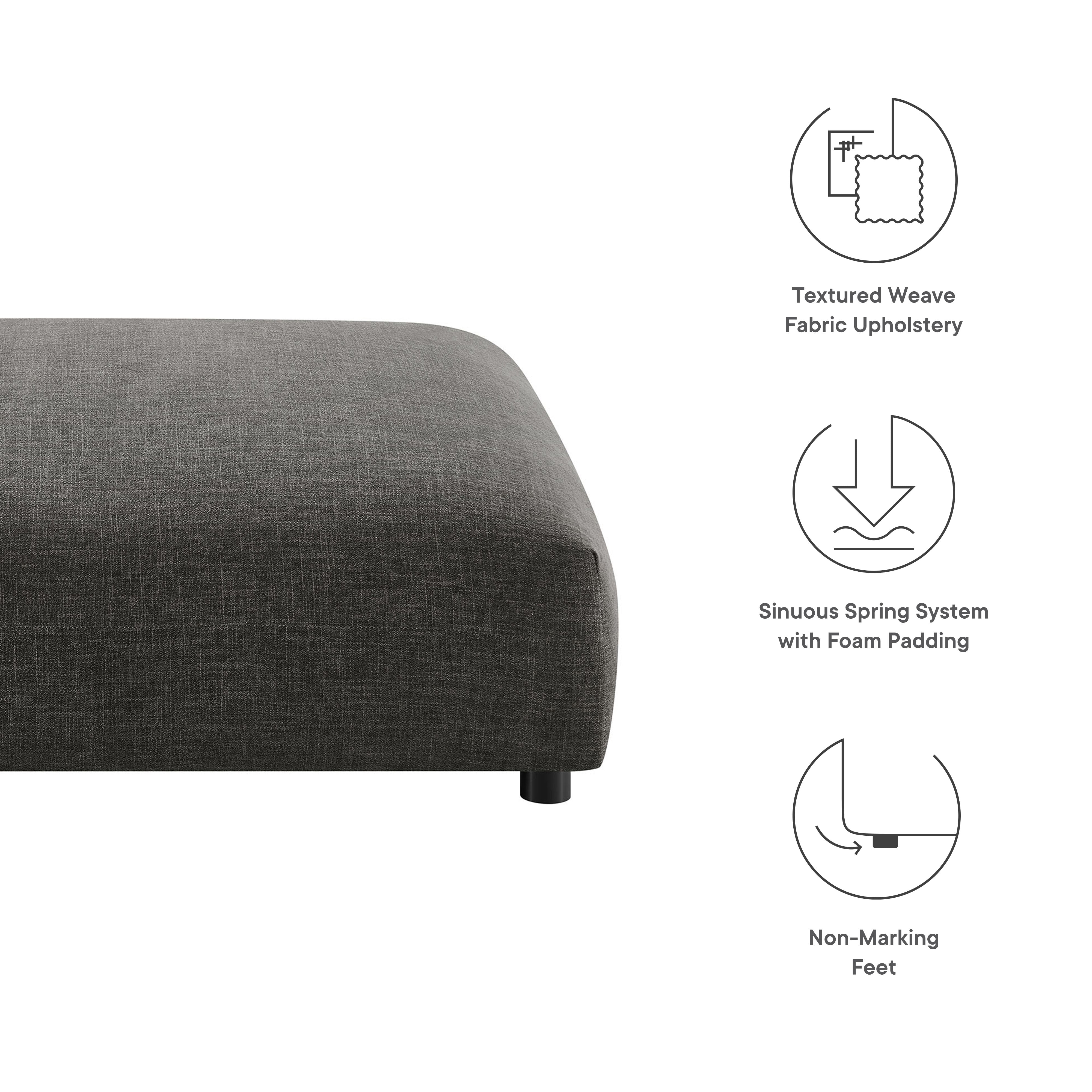 Solace Modular Upholstered Fabric Ottoman, Charcoal