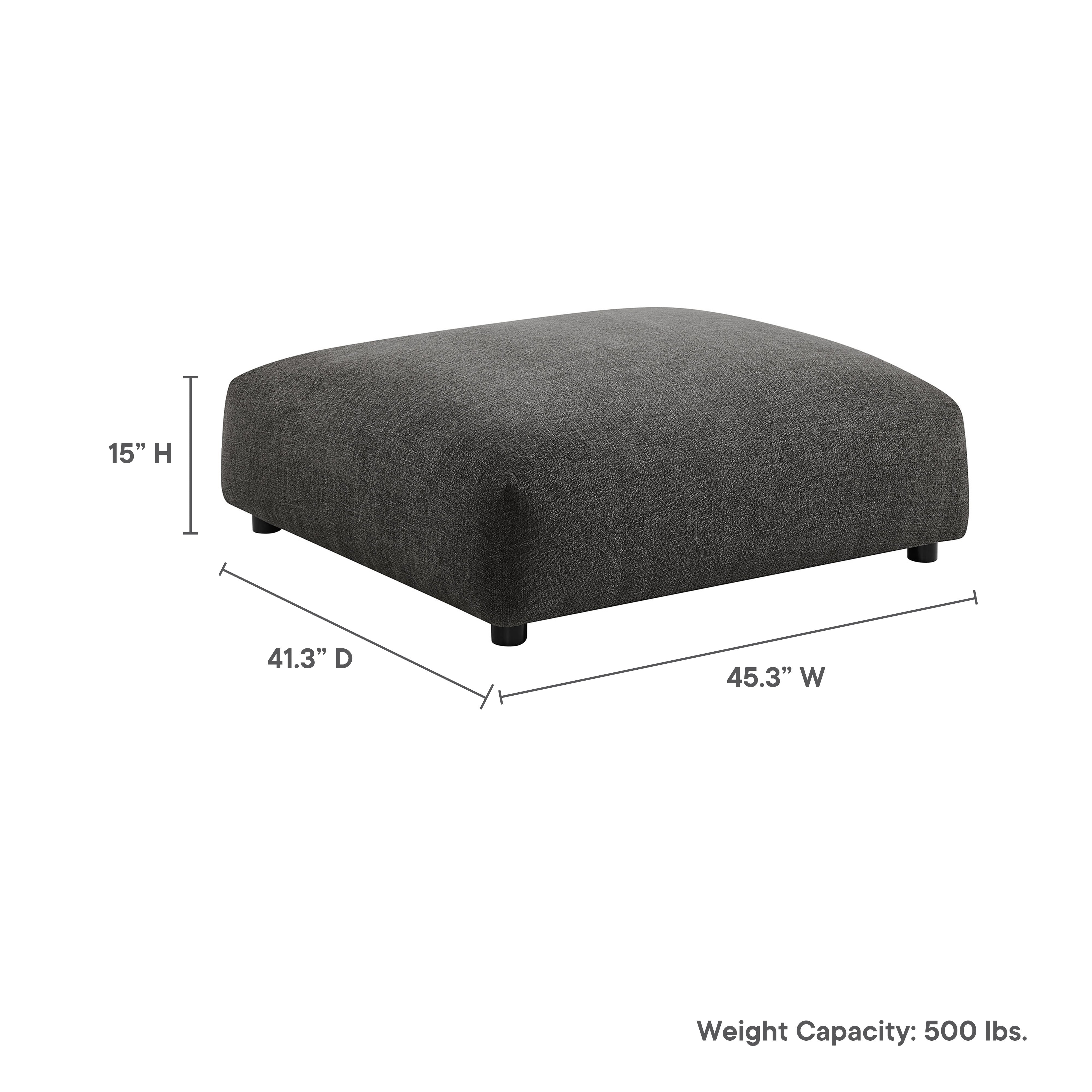 Solace Modular Upholstered Fabric Ottoman, Charcoal