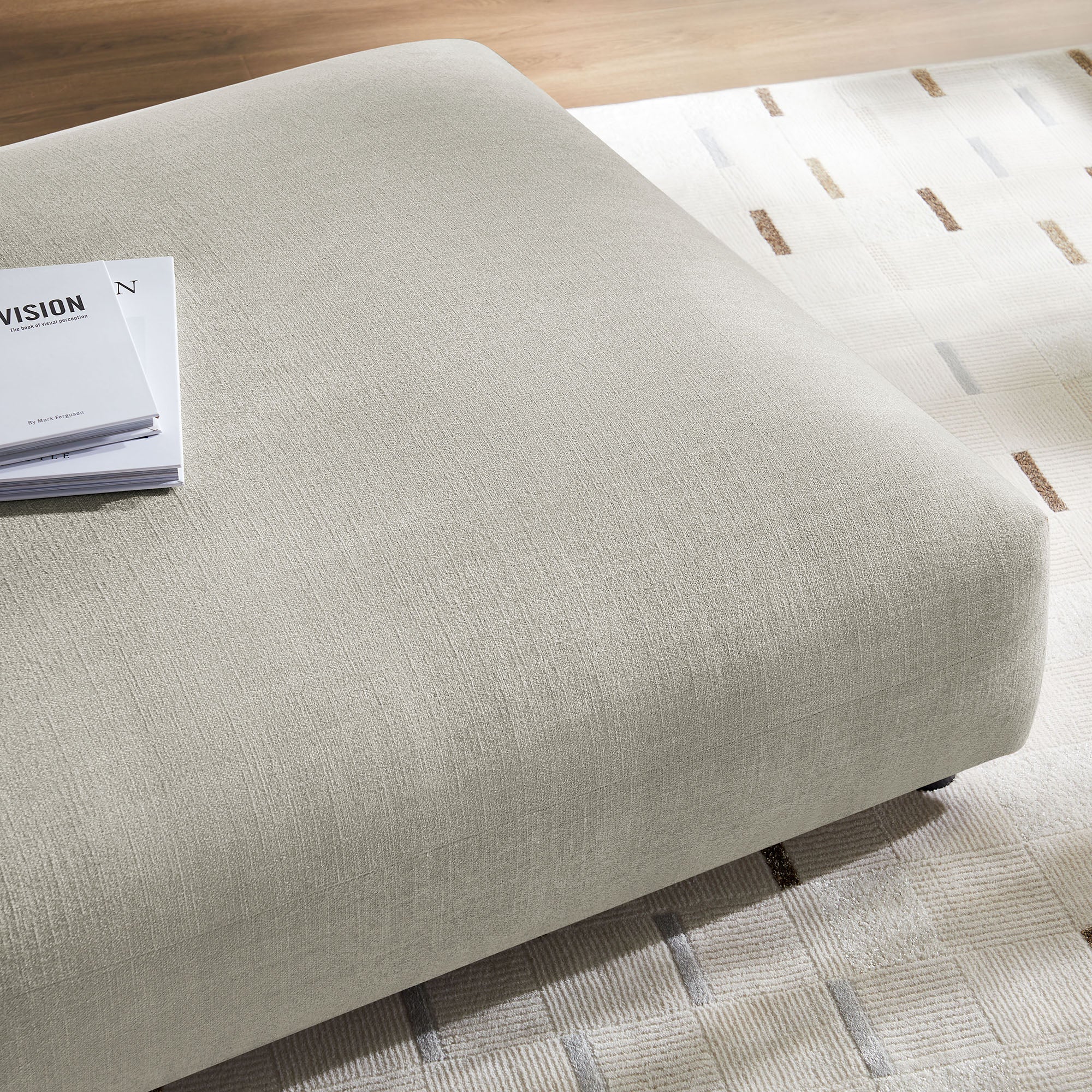 Solace Modular Upholstered Fabric Ottoman, Linen