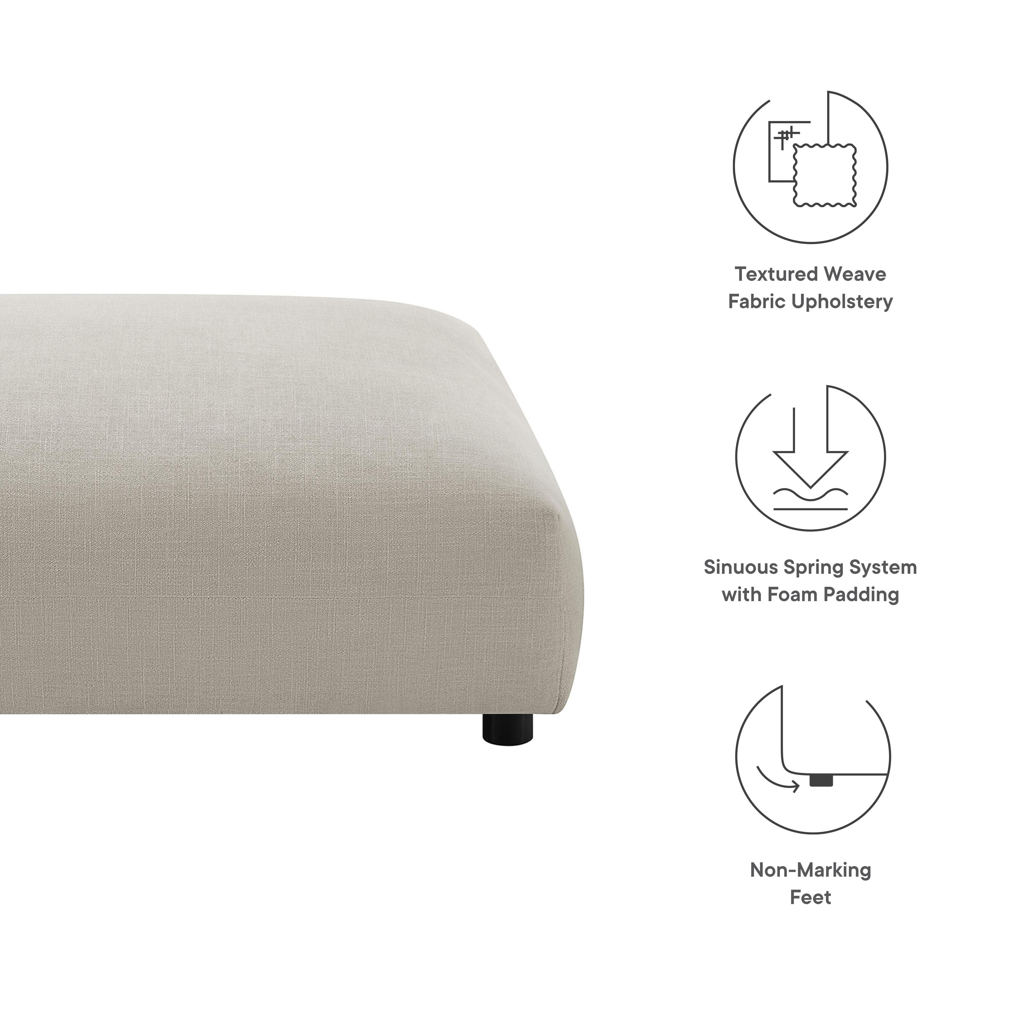 Solace Modular Upholstered Fabric Ottoman, Linen