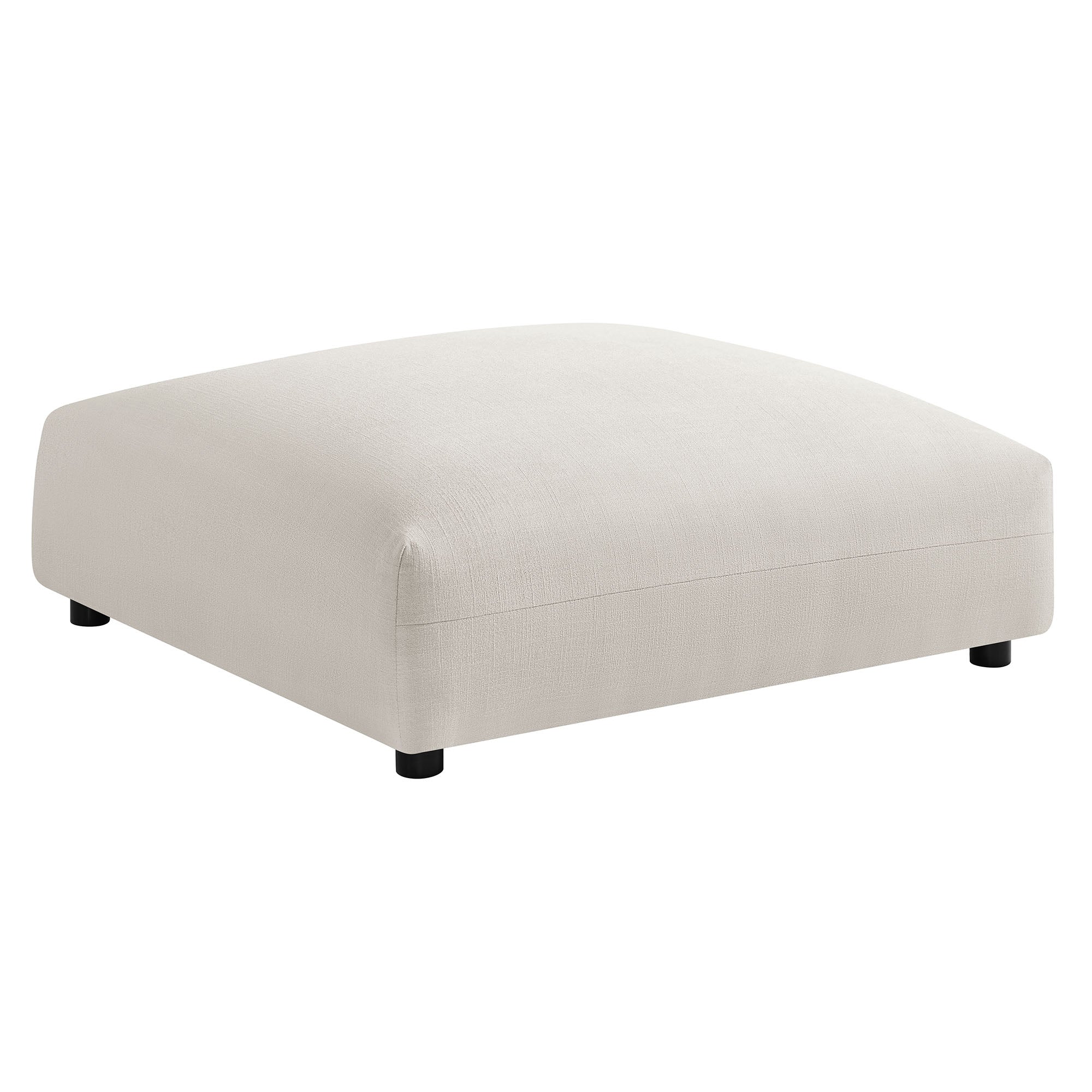 Solace Modular Upholstered Fabric Armless Loveseat and Ottoman Set, Salt