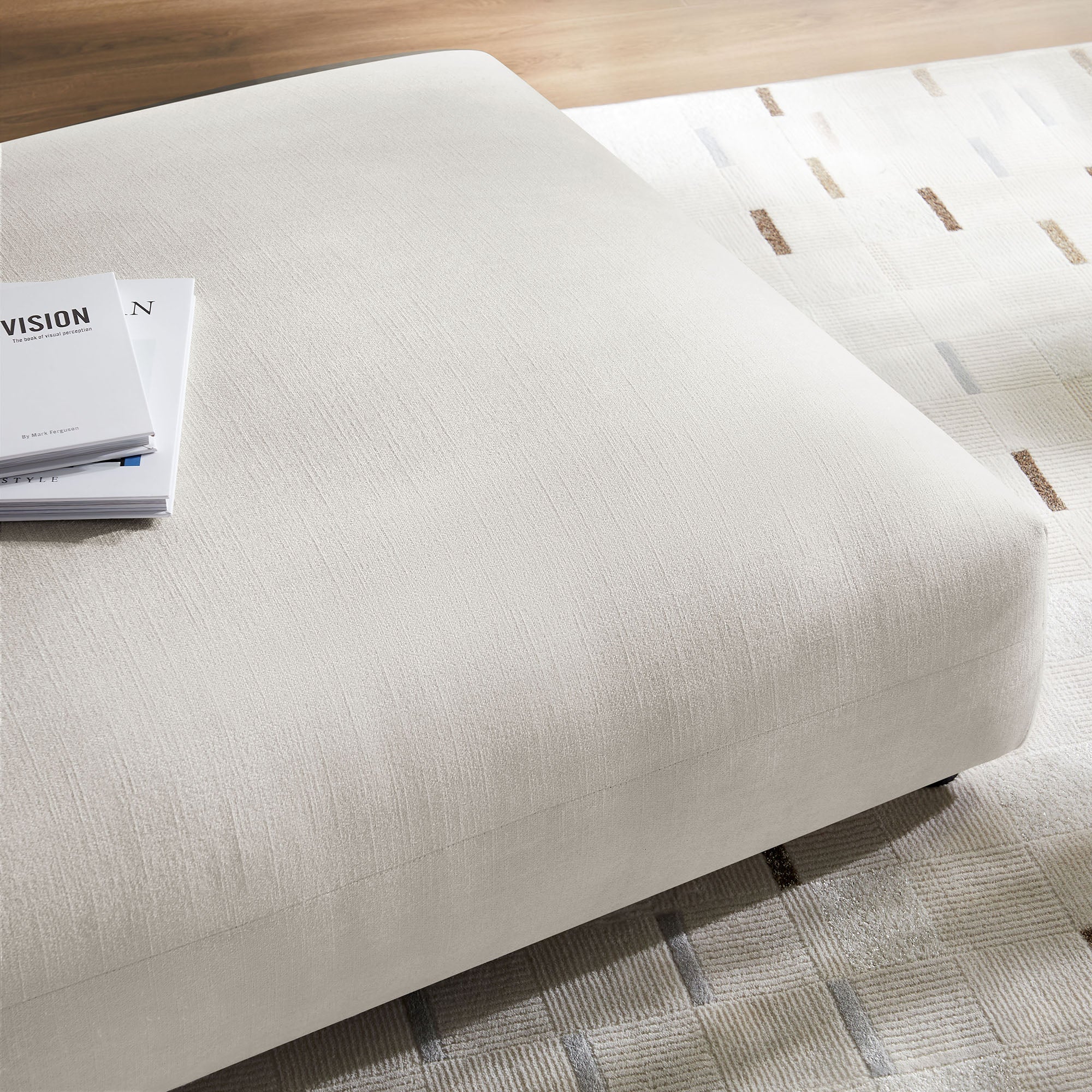 Solace Modular Upholstered Fabric Ottoman, Salt