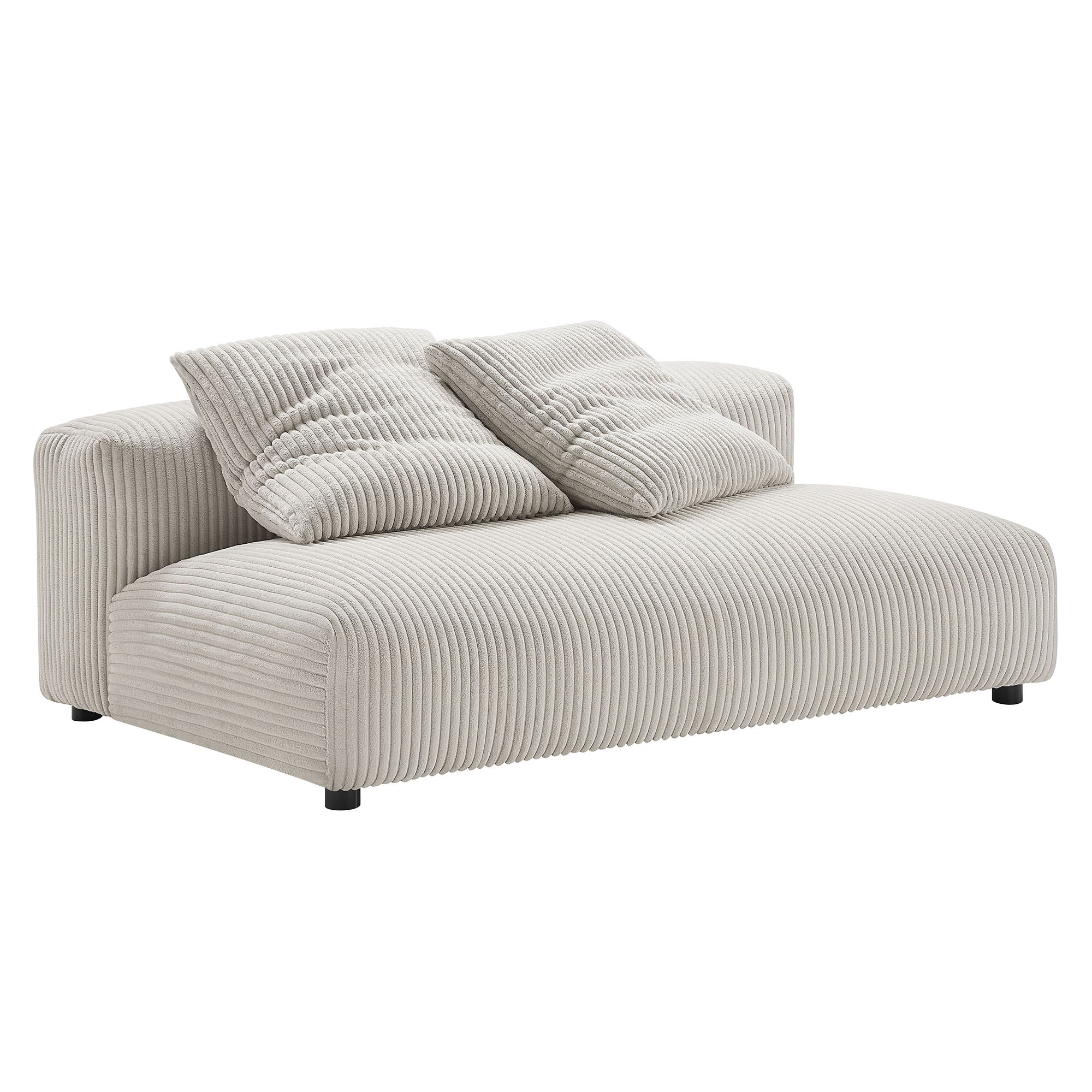 Solace Modular Corduroy Upholstered Armless Loveseat, Almond