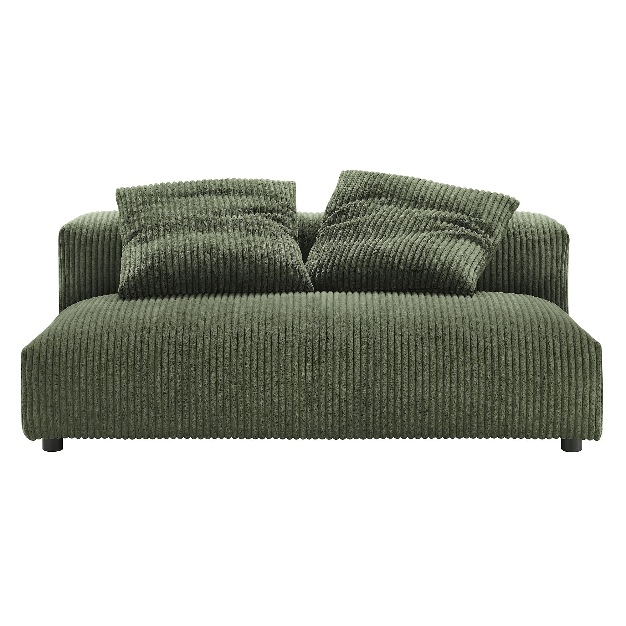 Solace Modular Corduroy Upholstered Armless Loveseat and Ottoman Set, Fern