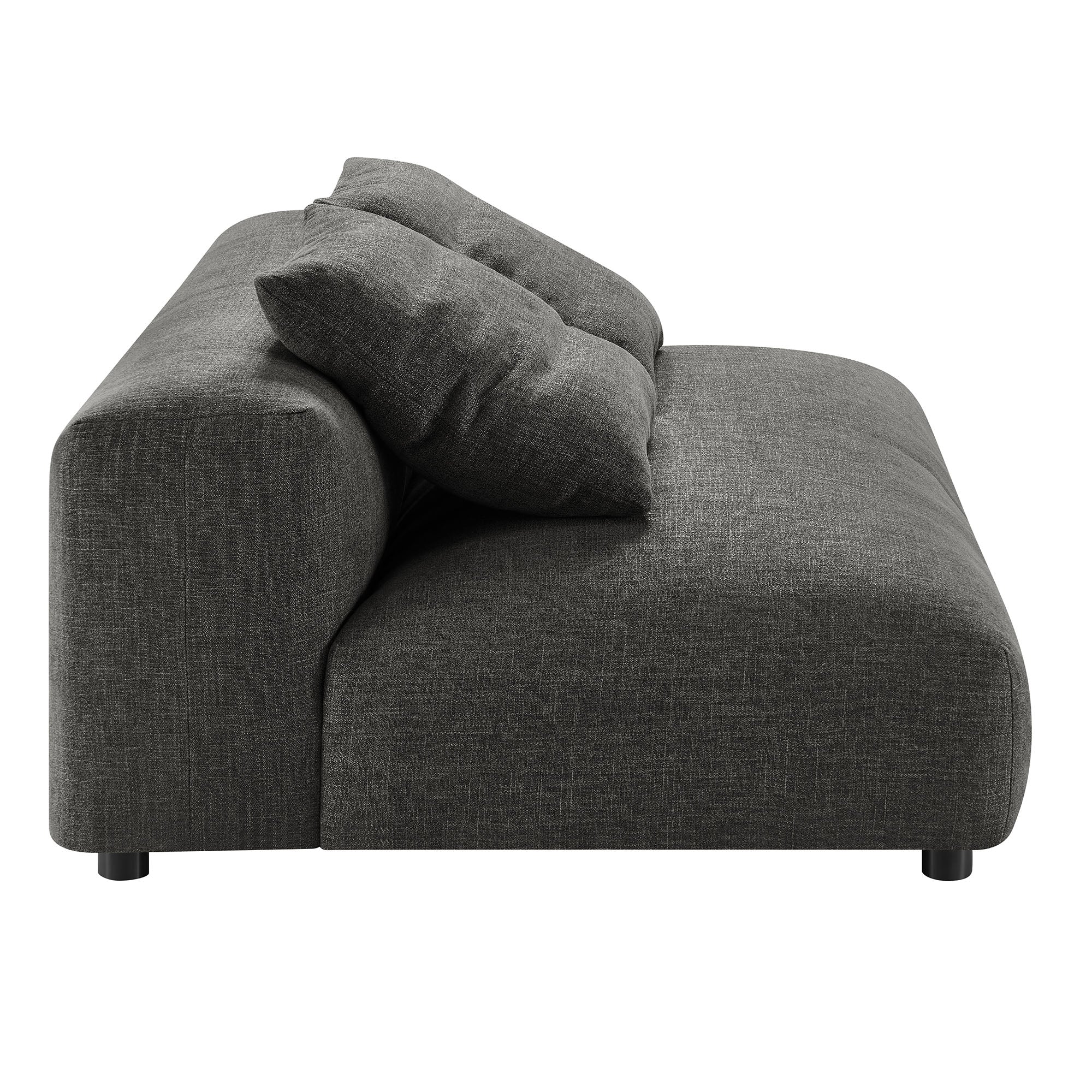 Solace 2-Piece Modular Upholstered Fabric Sectional Sofa With Chaise, Charcoal