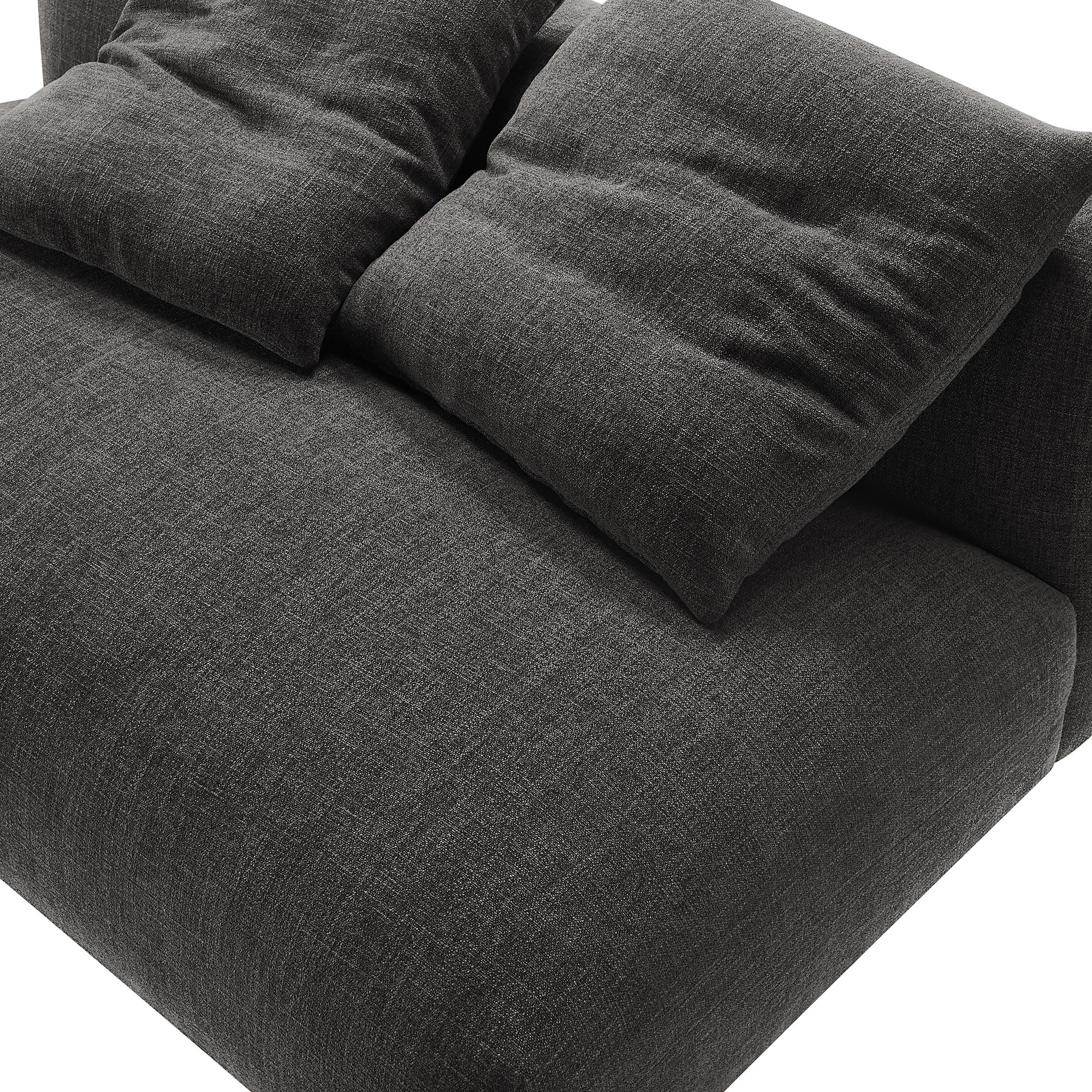 Solace Modular Upholstered Fabric Armless Loveseat, Charcoal