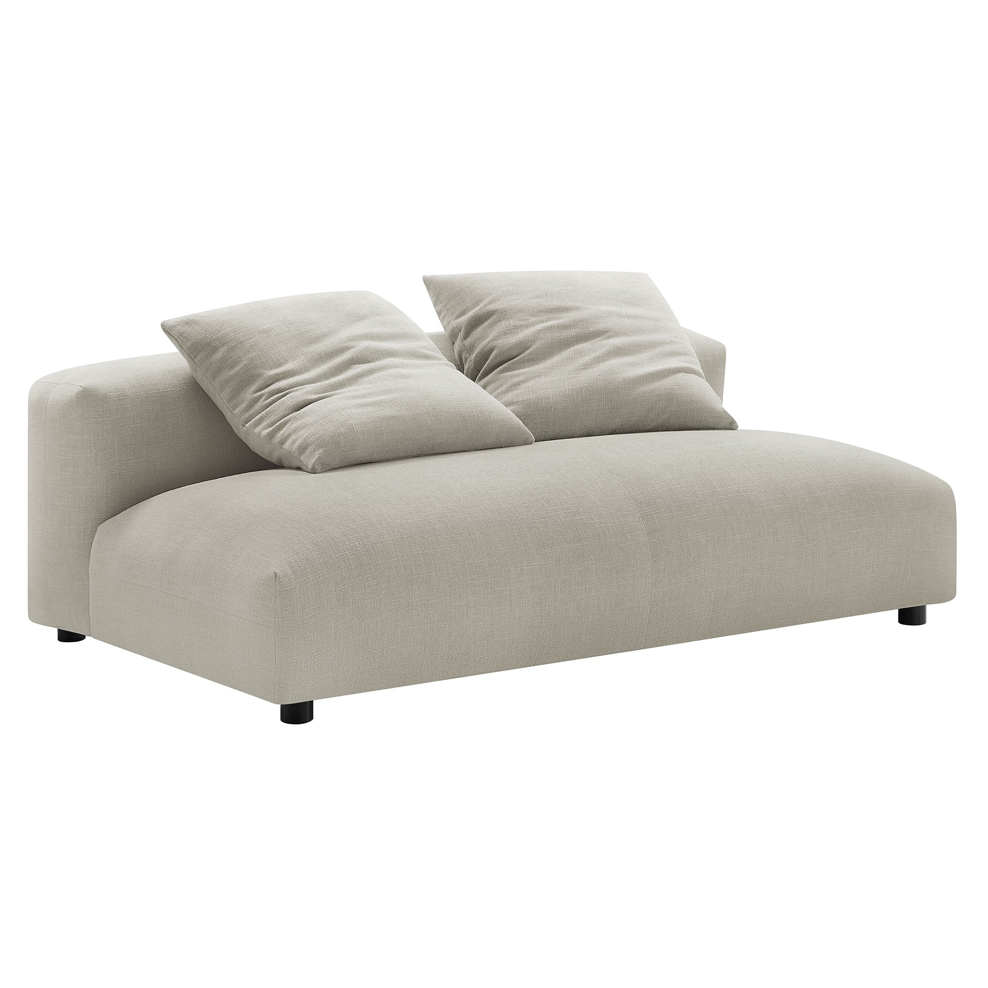 Solace Modular Upholstered Fabric Armless Loveseat and Ottoman Set, Linen