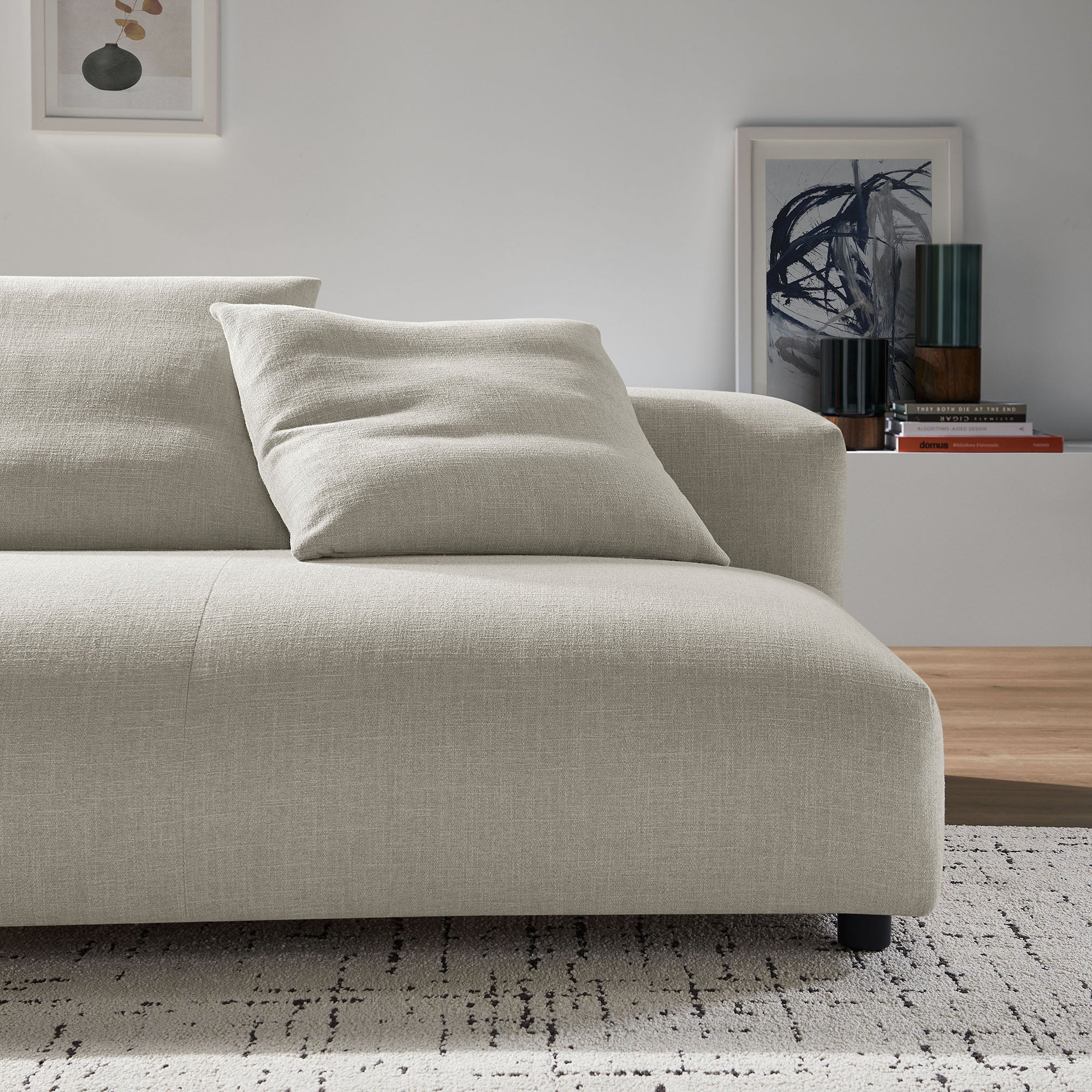 Solace Modular Upholstered Fabric Armless Loveseat, Linen